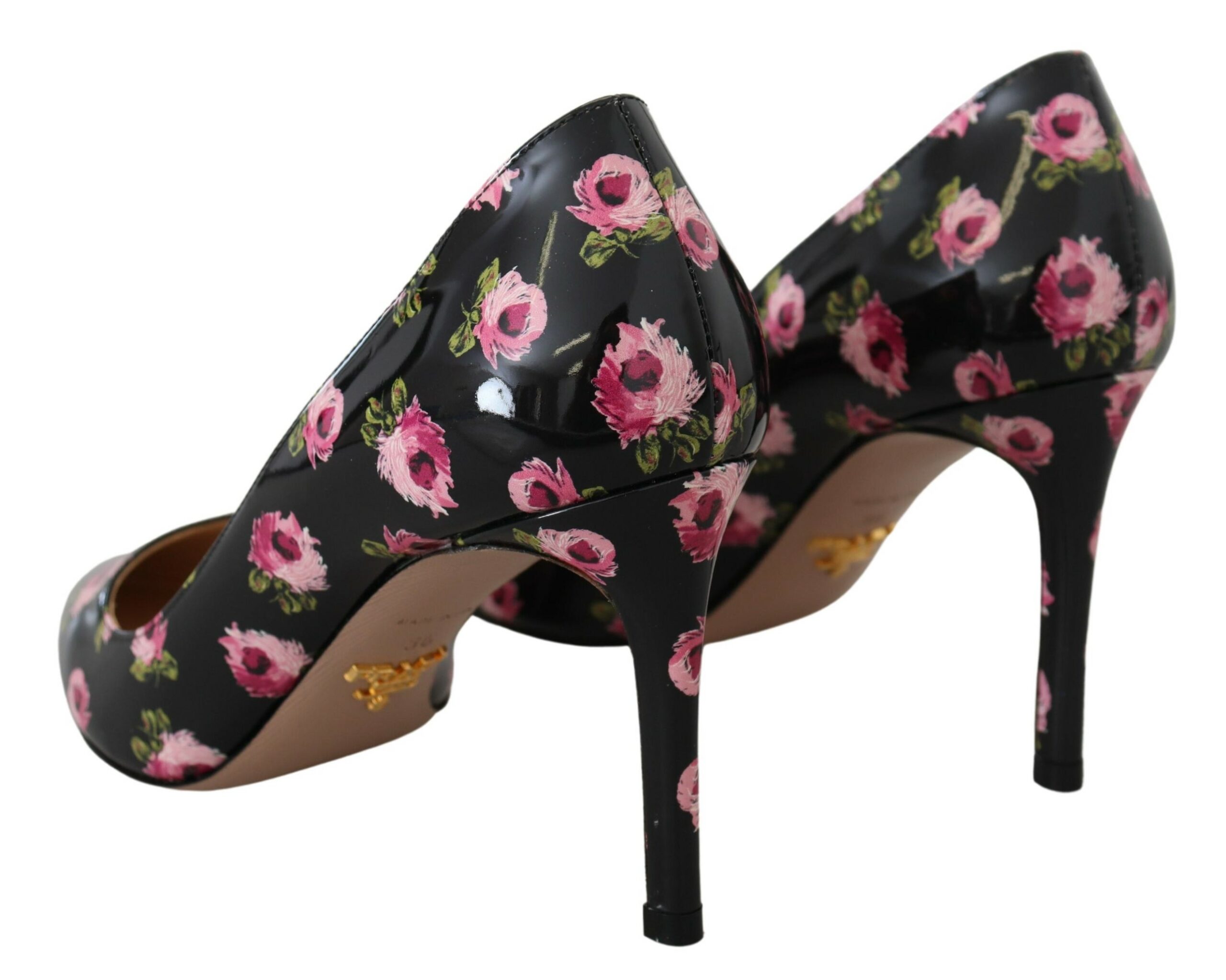 Elegant Floral Print Leather Pumps hover