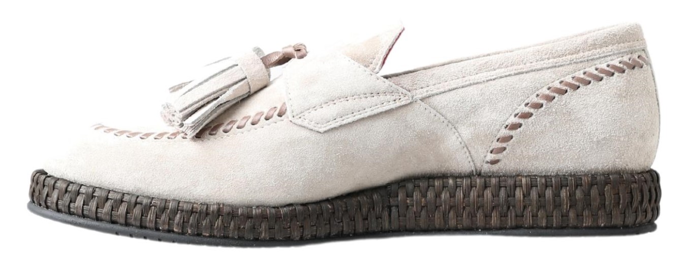 Elegant Ivory Leather Espadrilles hover