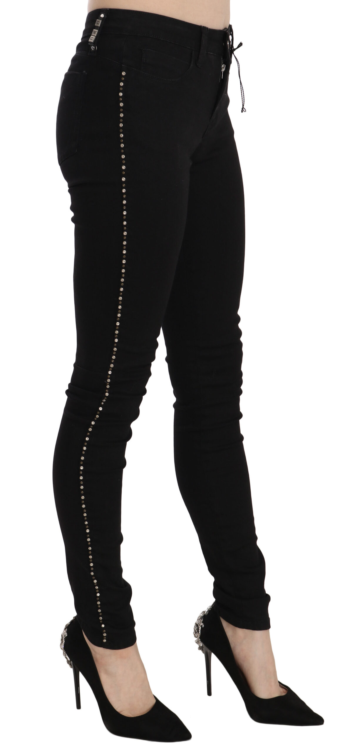 Chic Mid Waist Skinny Black Denim hover