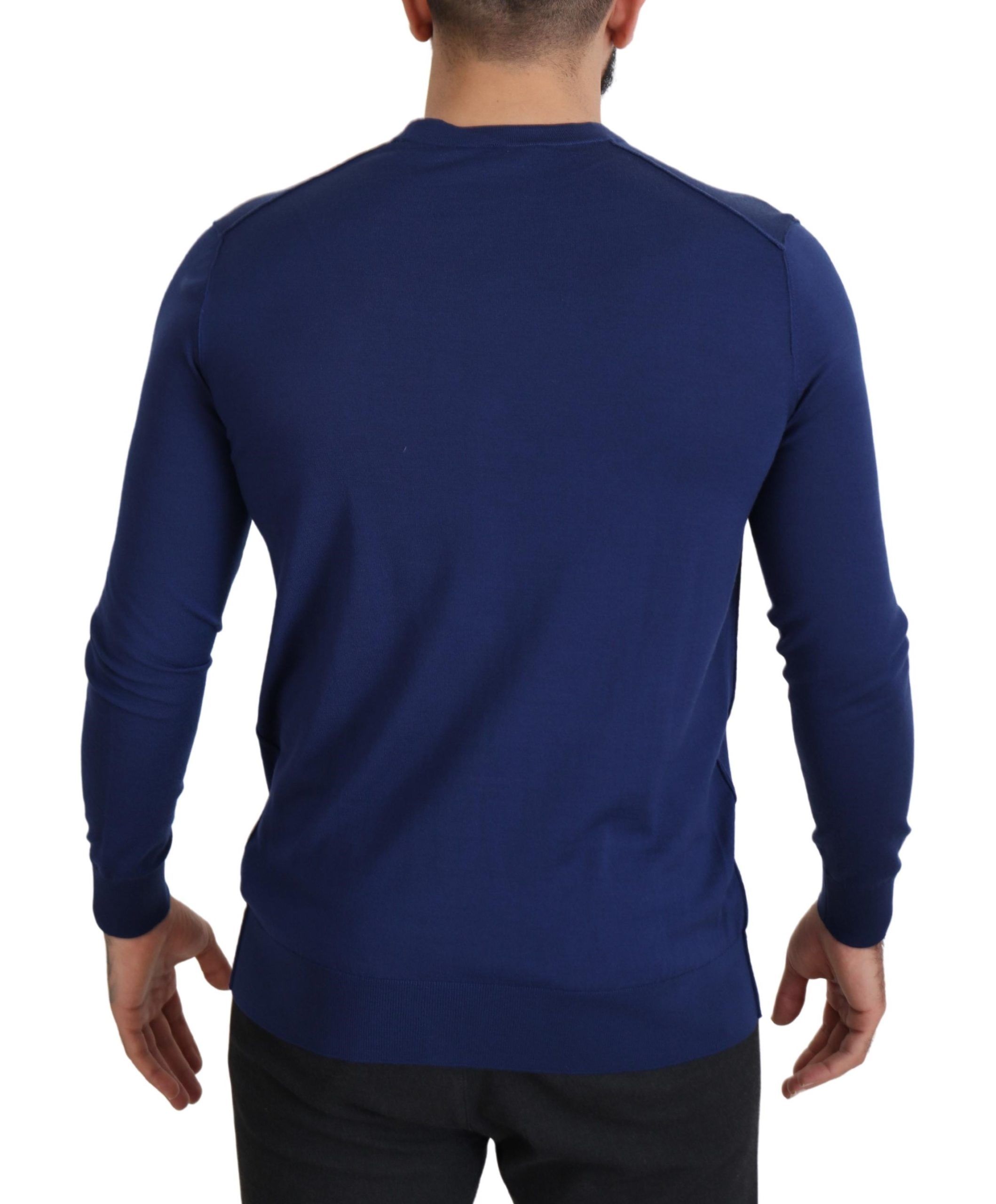 Elegant Virgin Wool Blue Cardigan Sweater hover