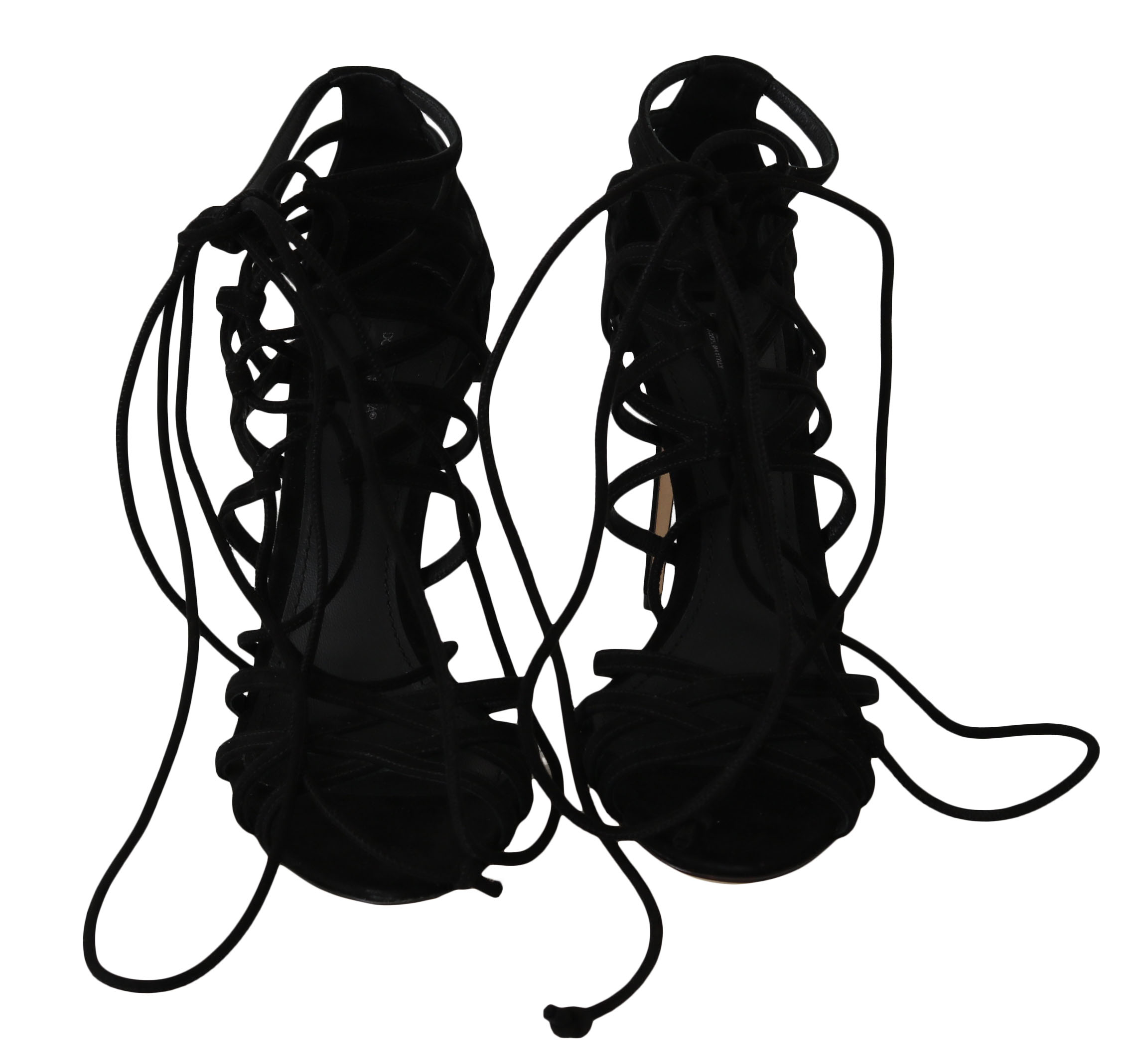 Elegant Black Suede Gladiator Stilettos hover