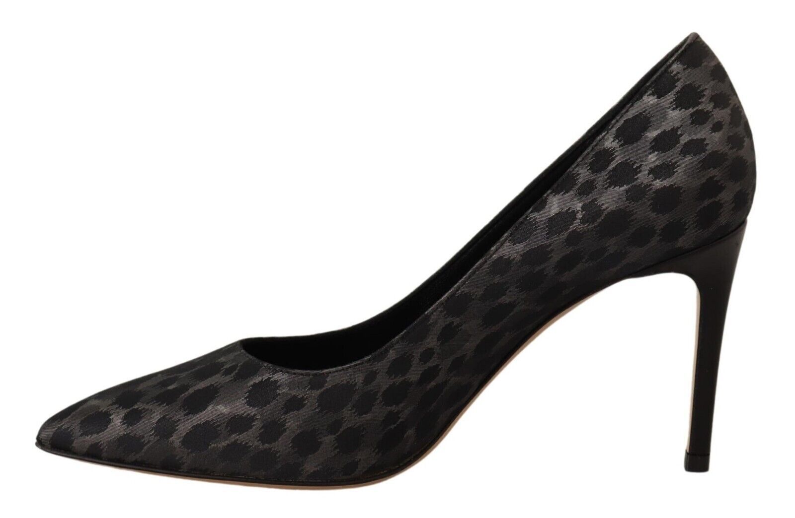 Elegant Black Leopard Print Leather Heels hover