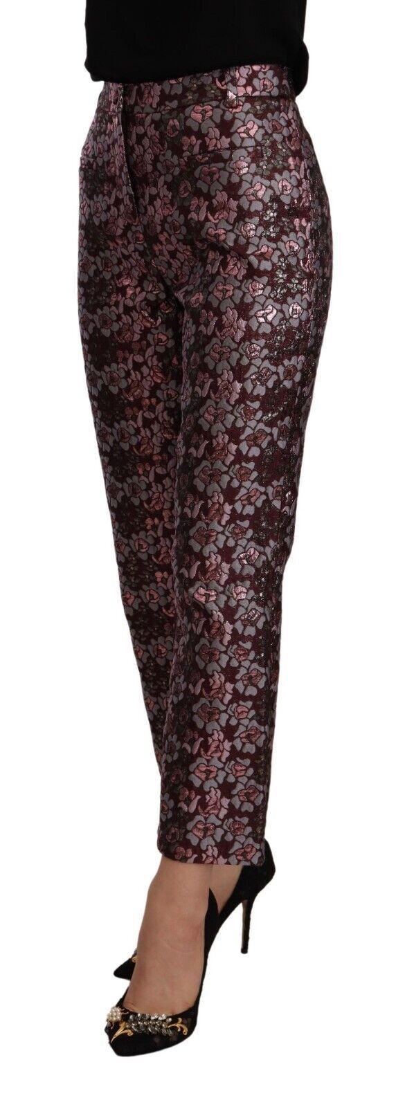 High Waist Jacquard Flared Cropped Trousers hover