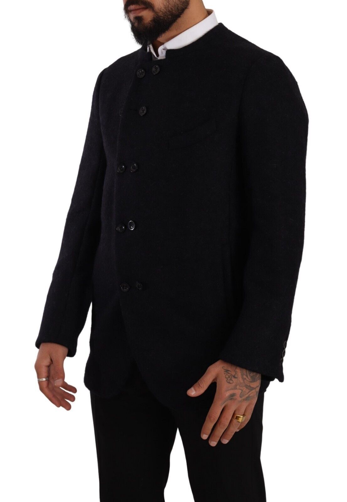Elegant Dark Grey Alpaca Blend Jacket hover