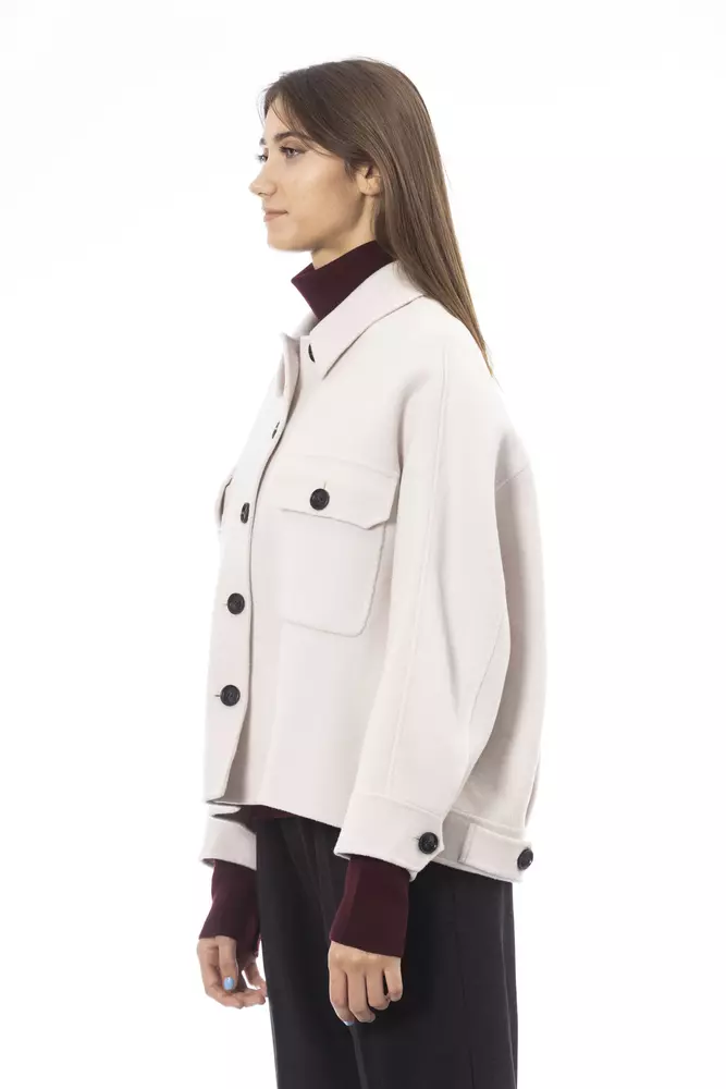 Elegant White Wool Blazer Jacket hover