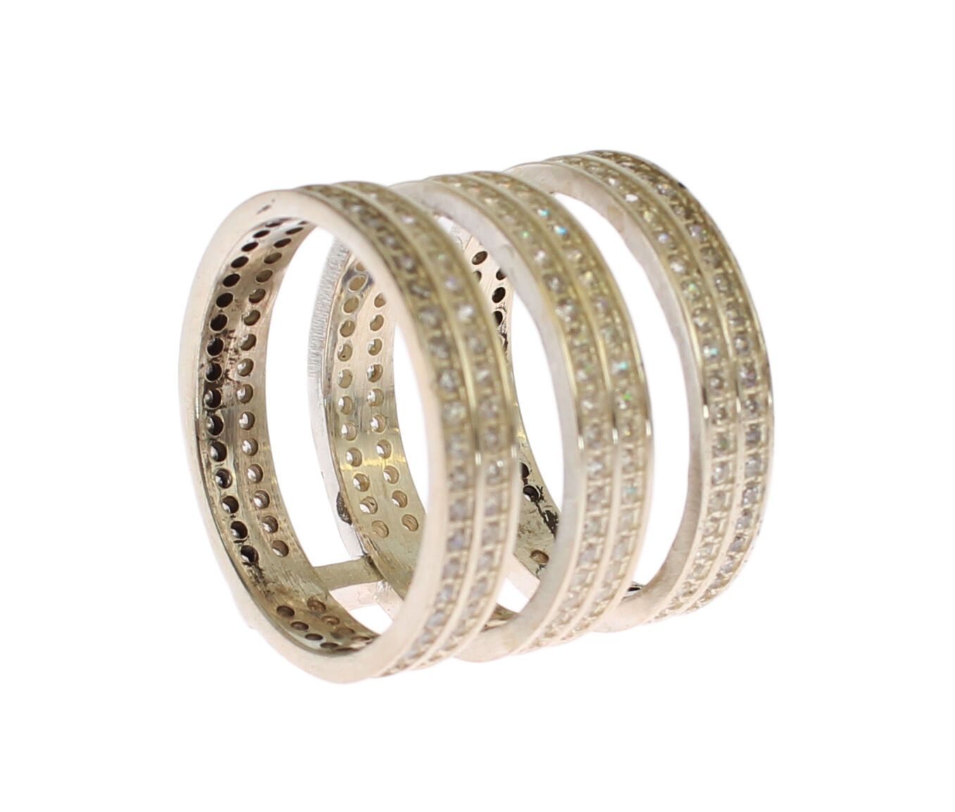 Silver Crystal Adorned Statement Ring hover