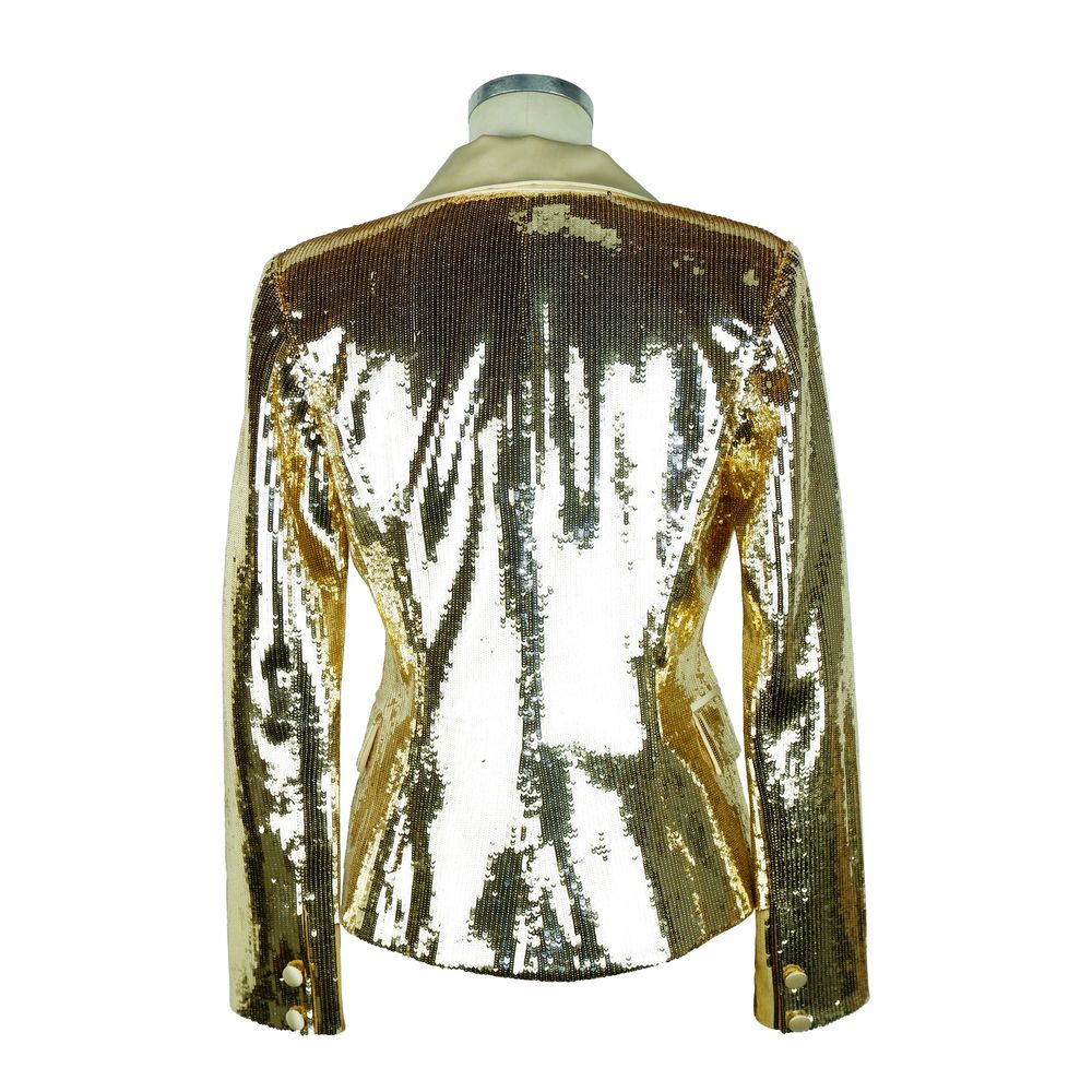 Chic Sequined Double-Breasted Yellow Jacket hover