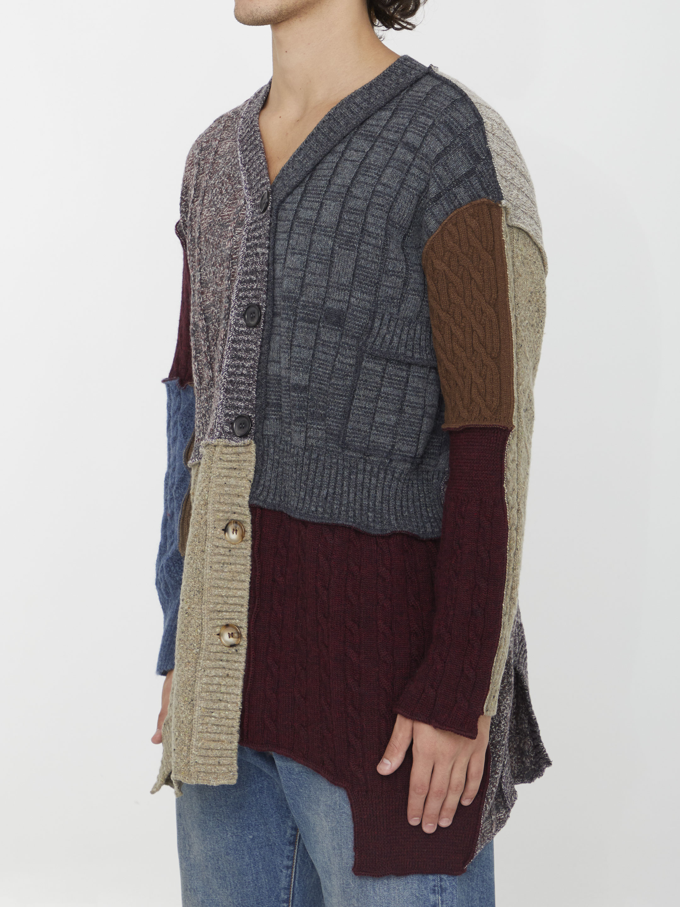 Patchwork distressed cardigan hover