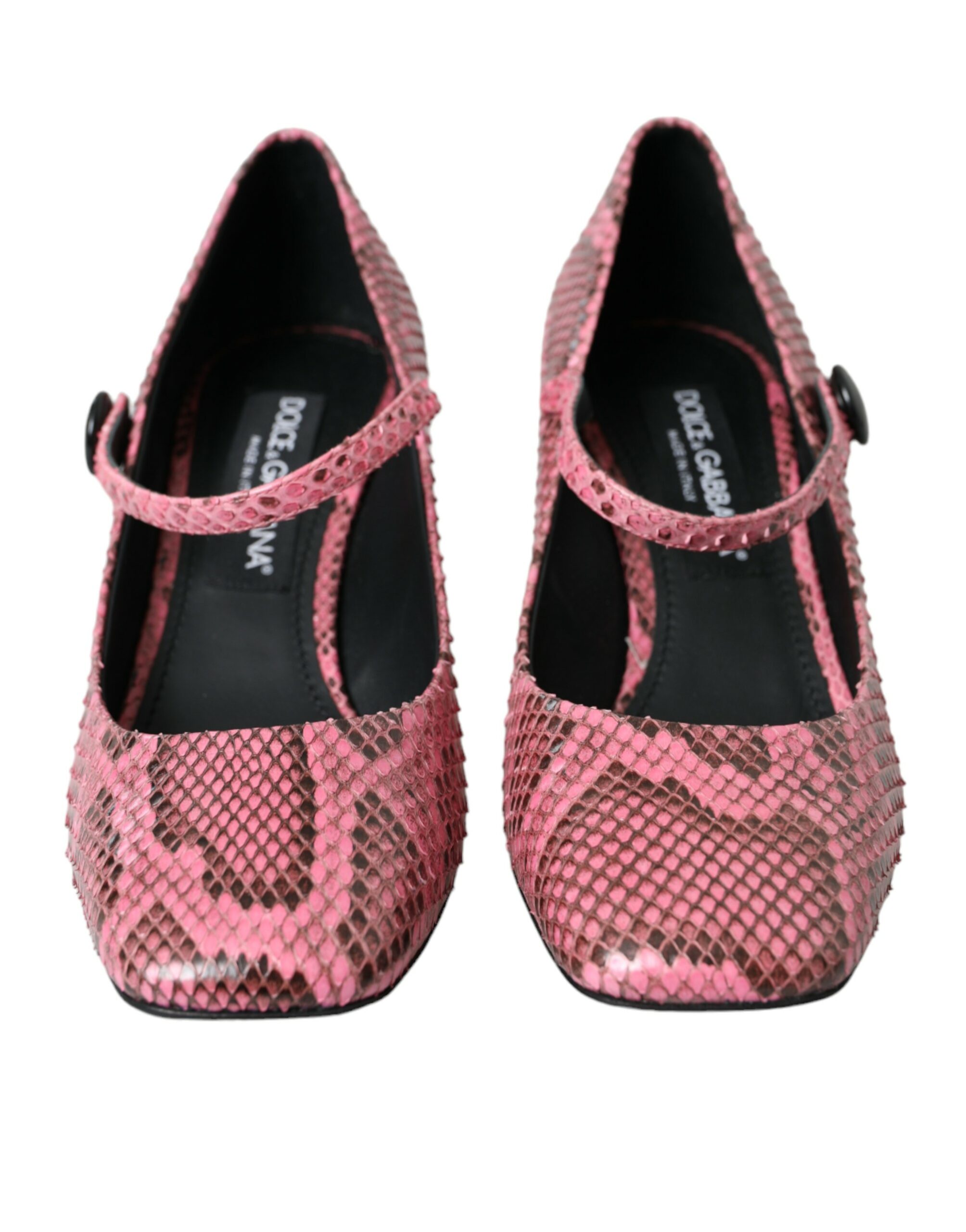 Pink Python Leather Mary Jane Heels Shoes hover