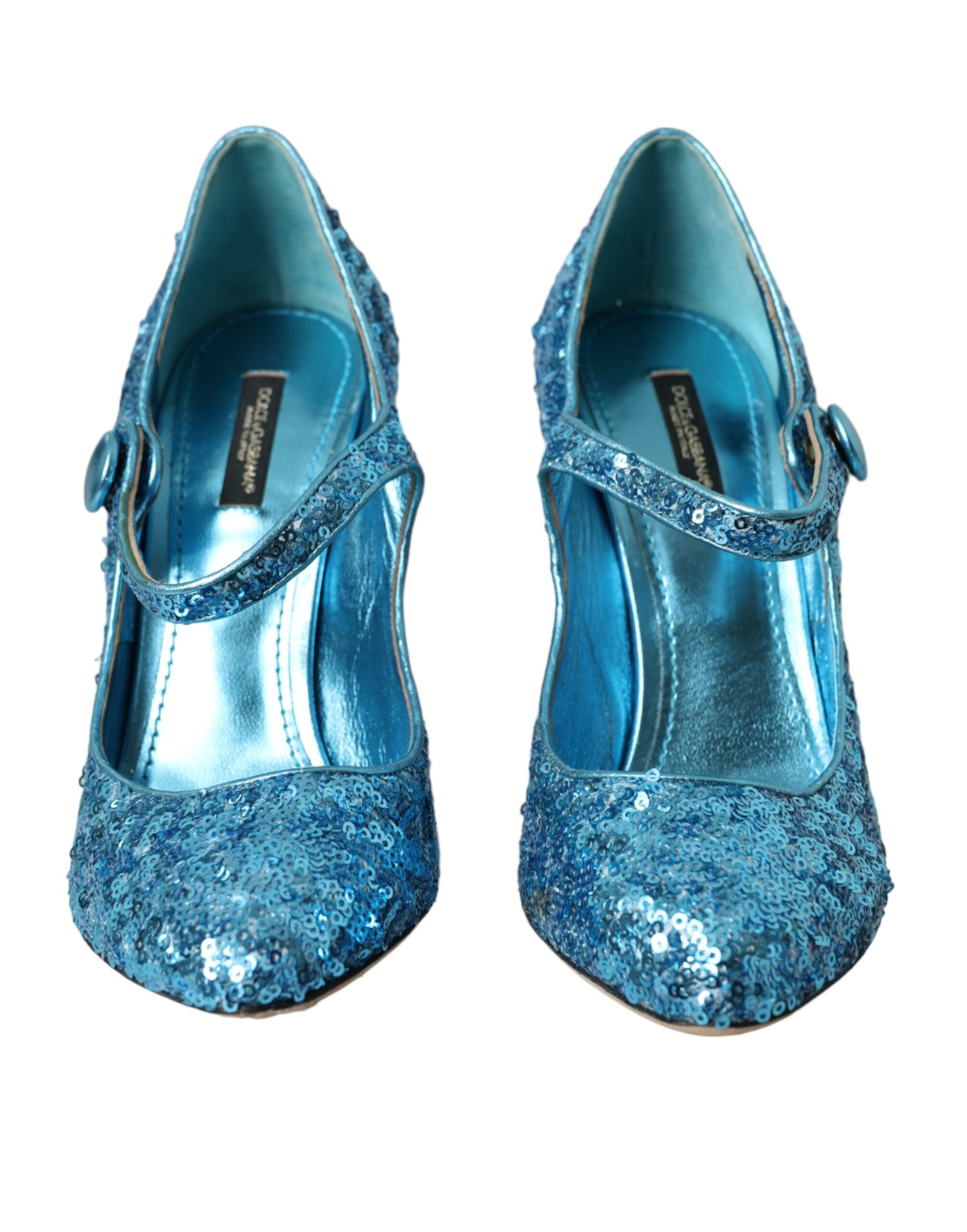 Blue Sequin Mary Jane Pumps High Heels Shoes hover