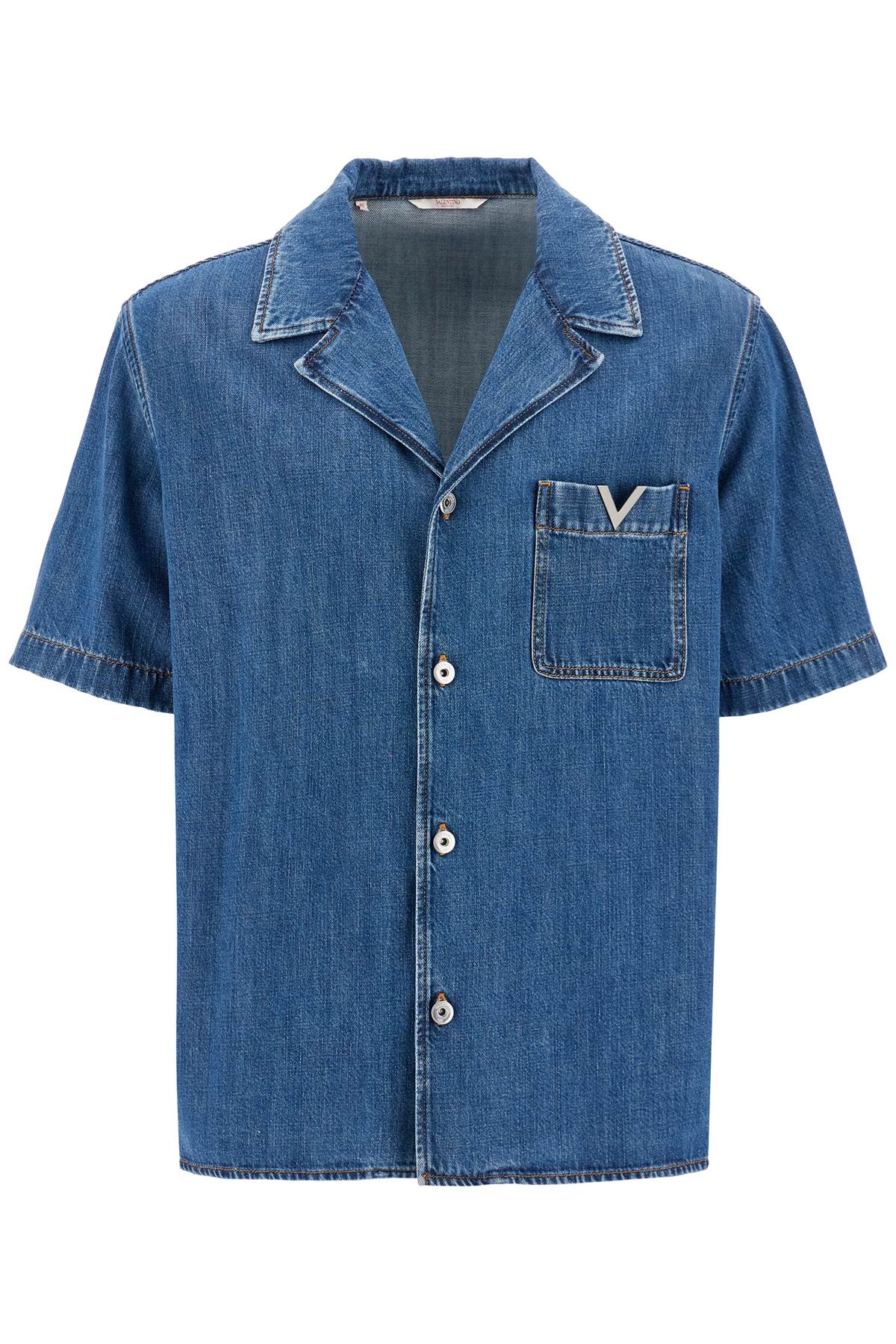 denim bowling shirt for men