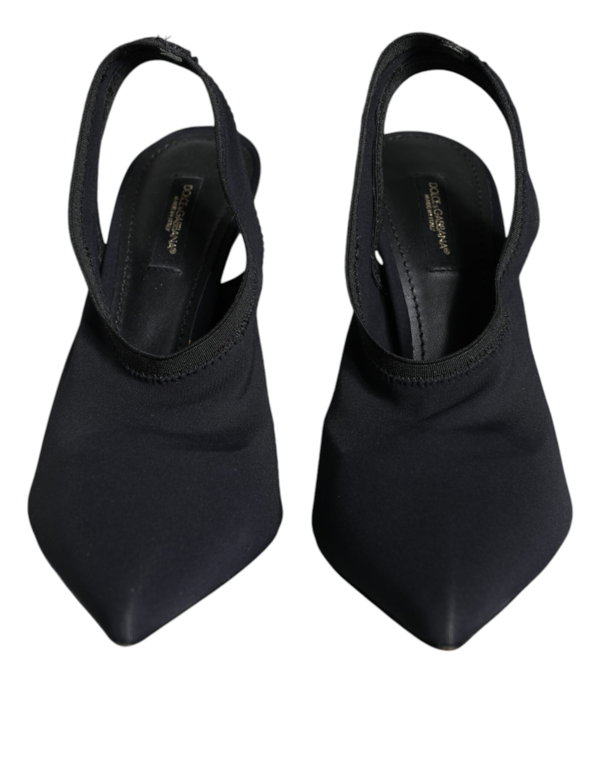 Black Jersey Stretch Heels Slingback Shoes hover