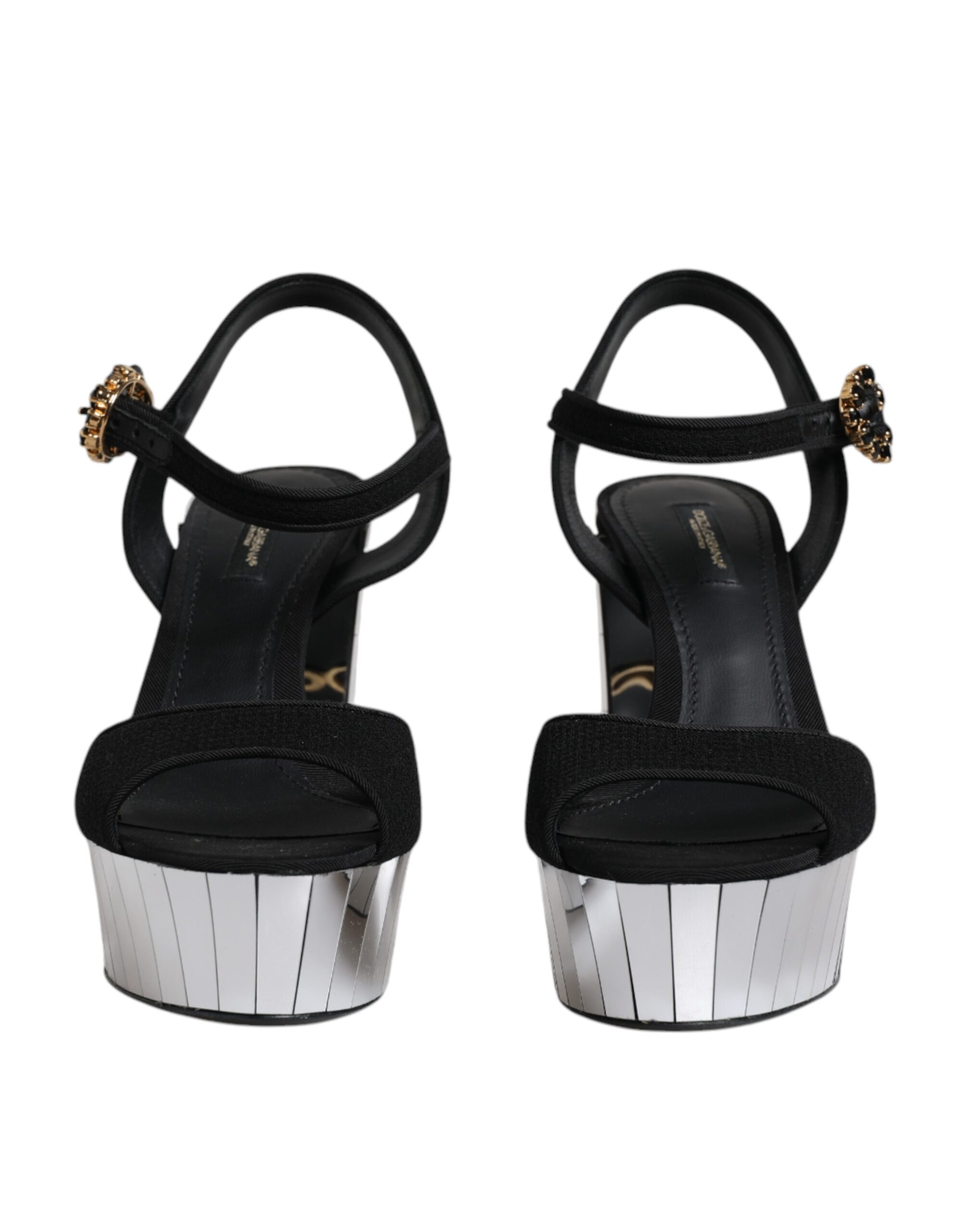 Black Mirror Heels Platform Sandals Shoes hover