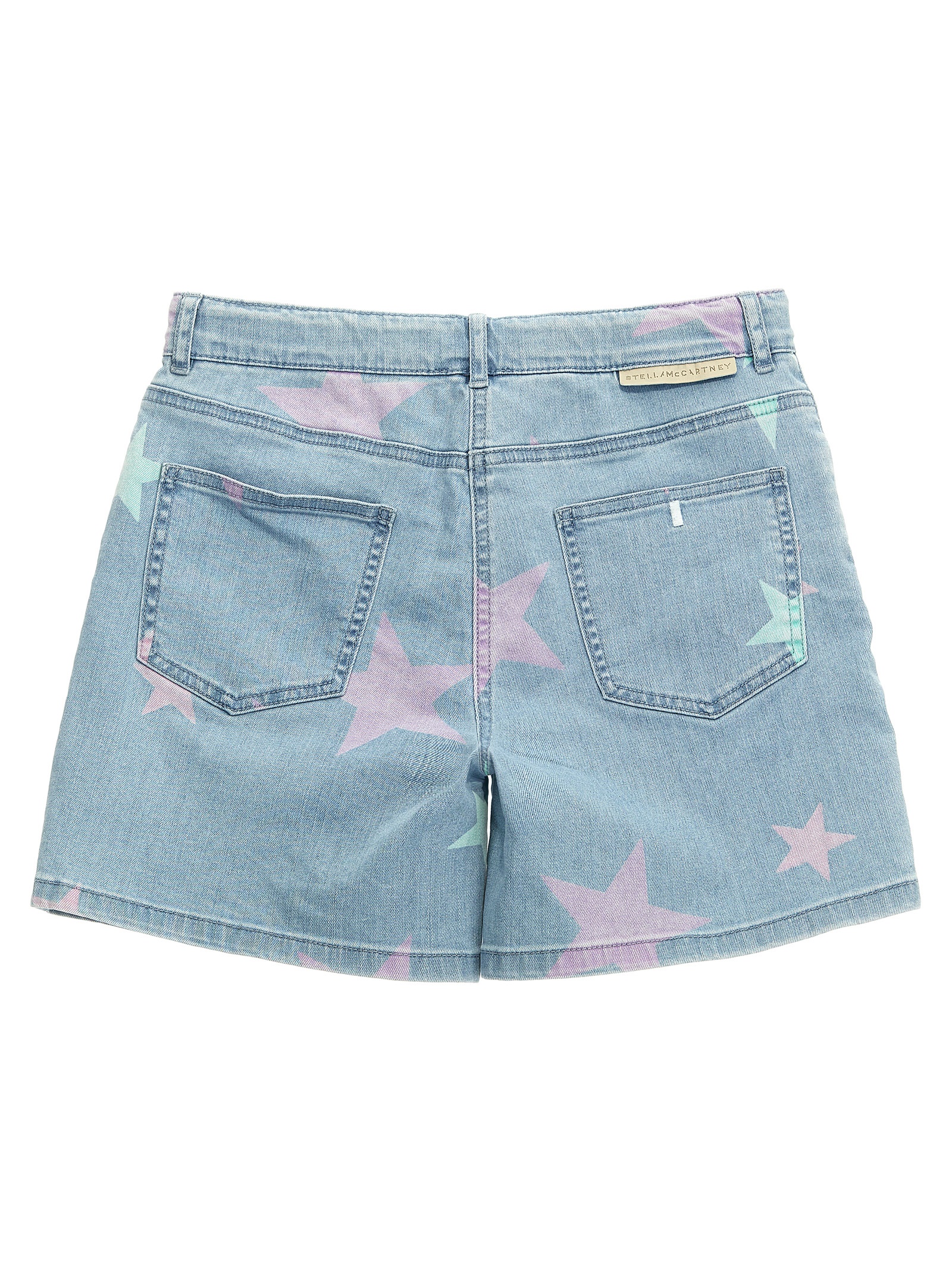 Printed denim shorts hover