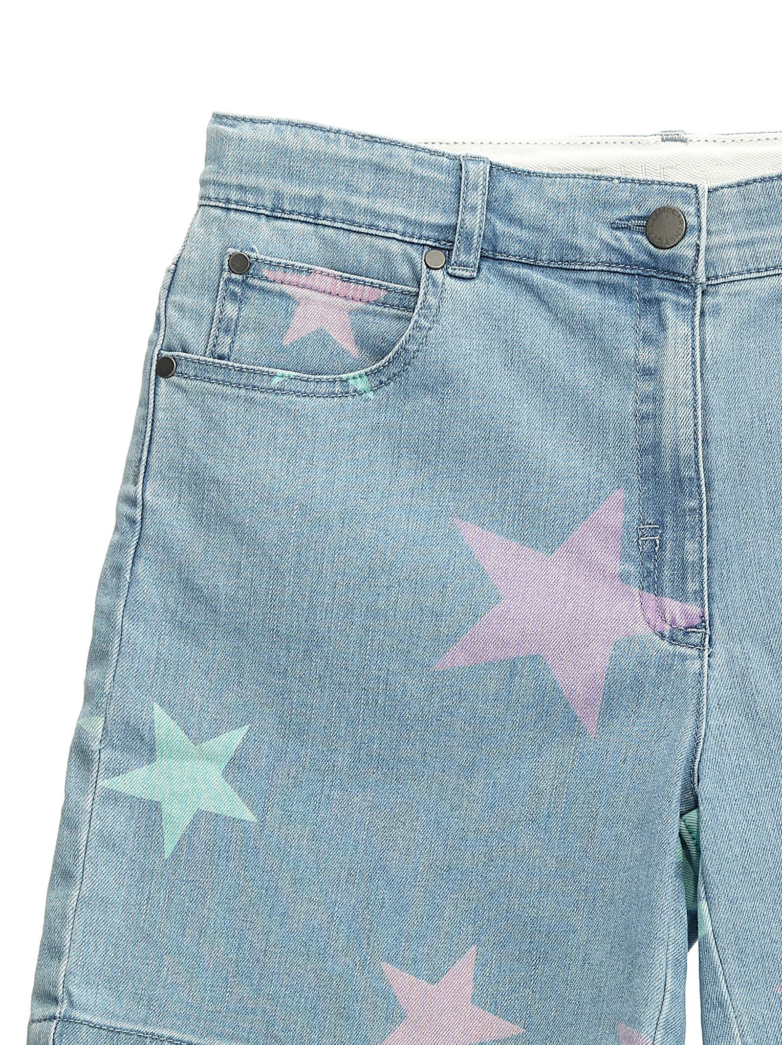 Printed denim shorts