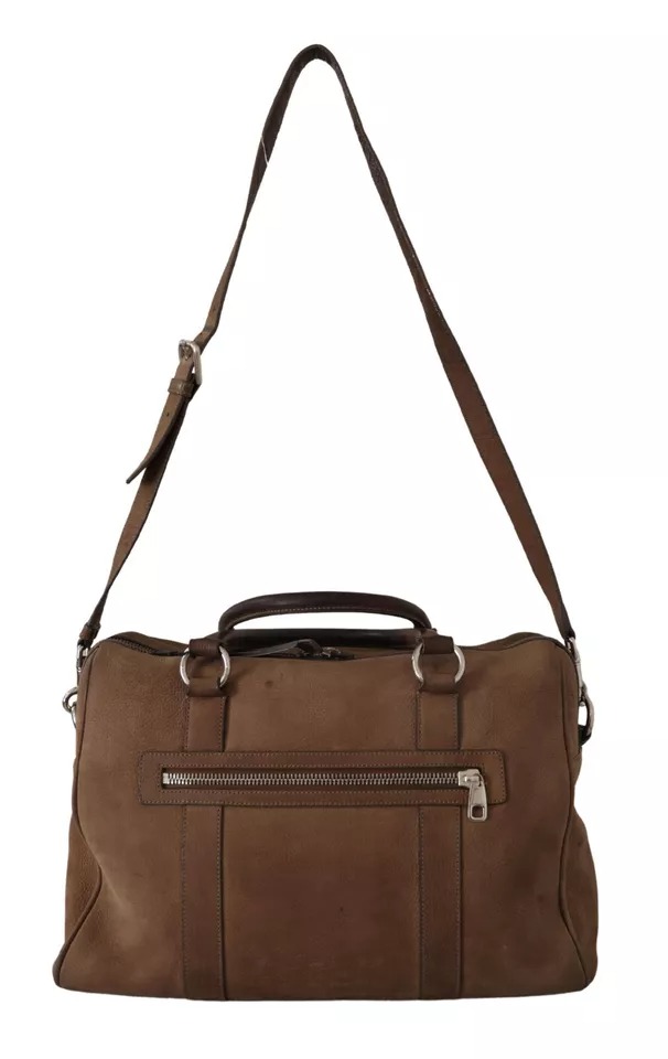Brown Leather Shoulder Strap Travel Messenger Gym Men Bag hover