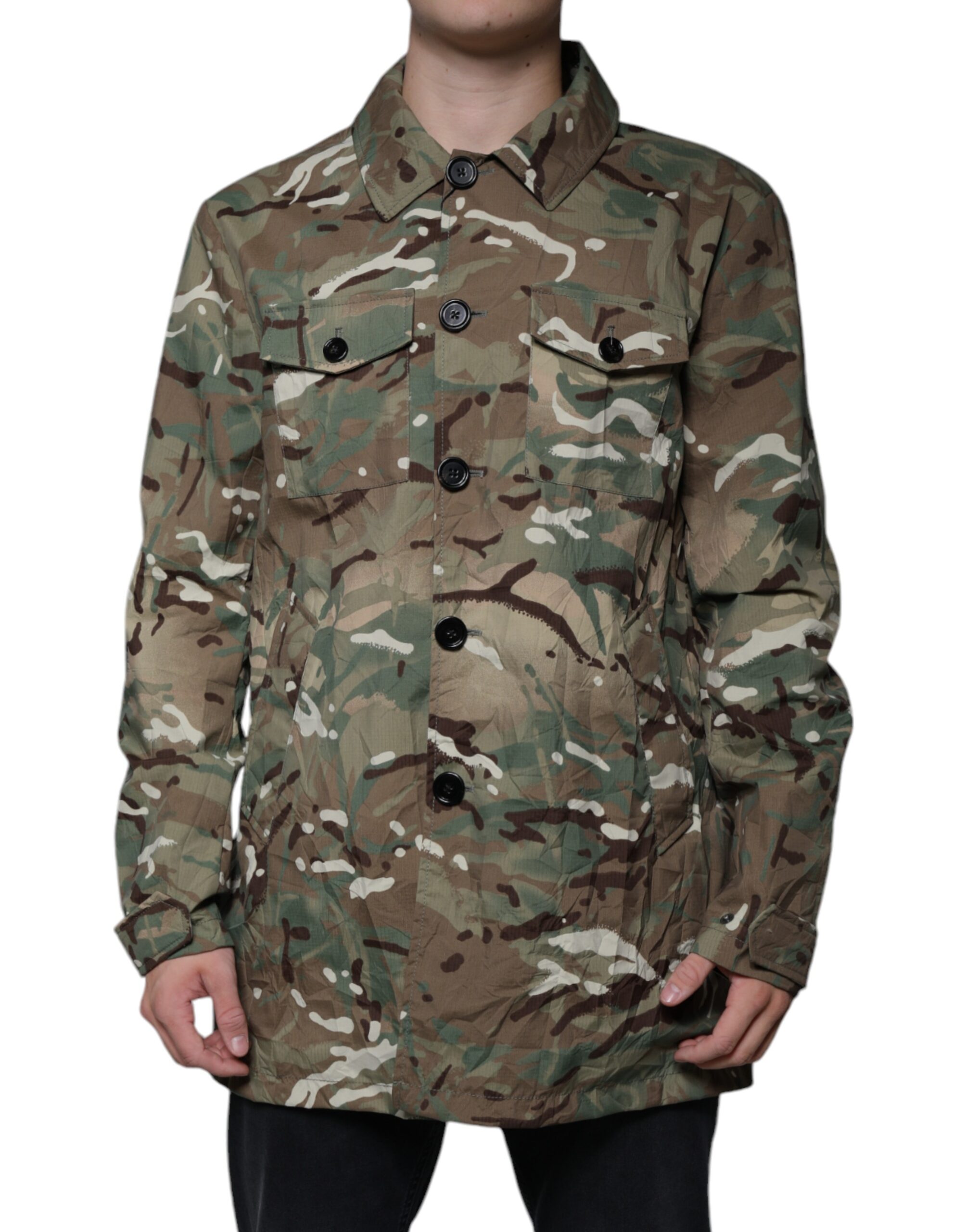 Multicolor Camouflage Collared Coat Jacket hover