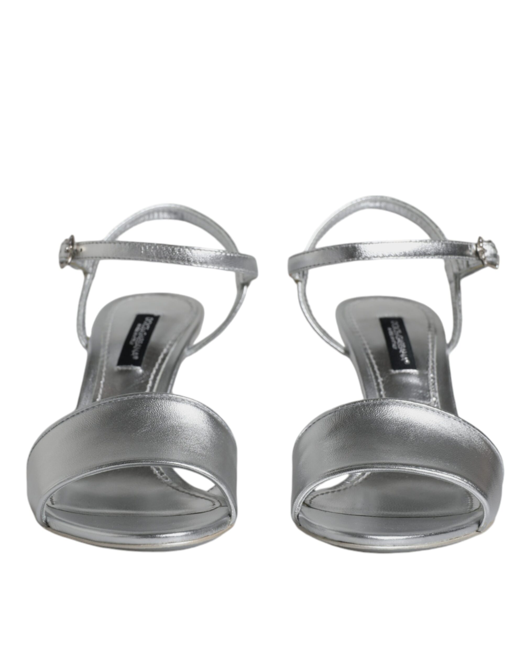 Silver KEIRA Heels Ankle Strap Sandals Shoes hover