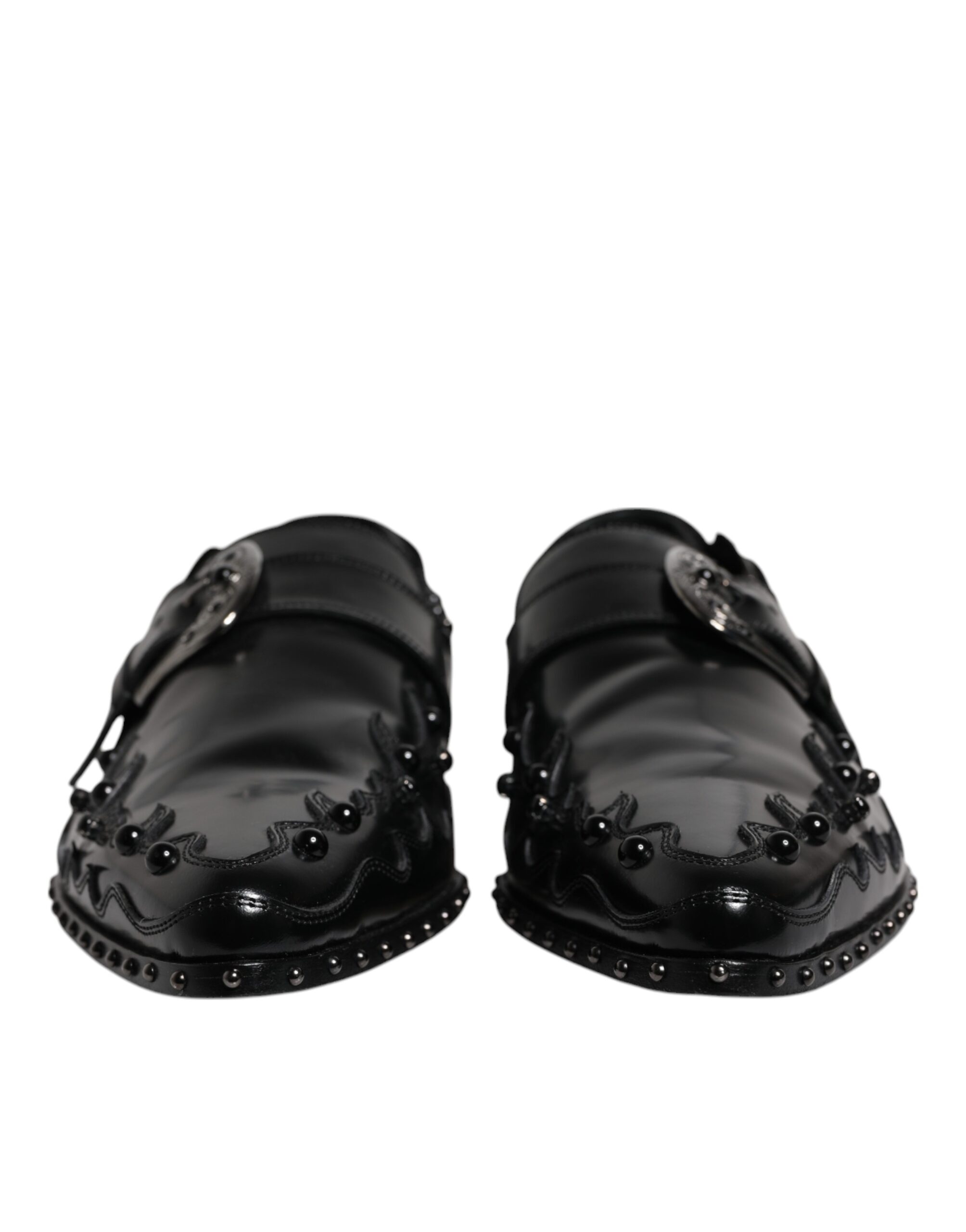 Black Embellished Derby Monk Strap Shoes hover