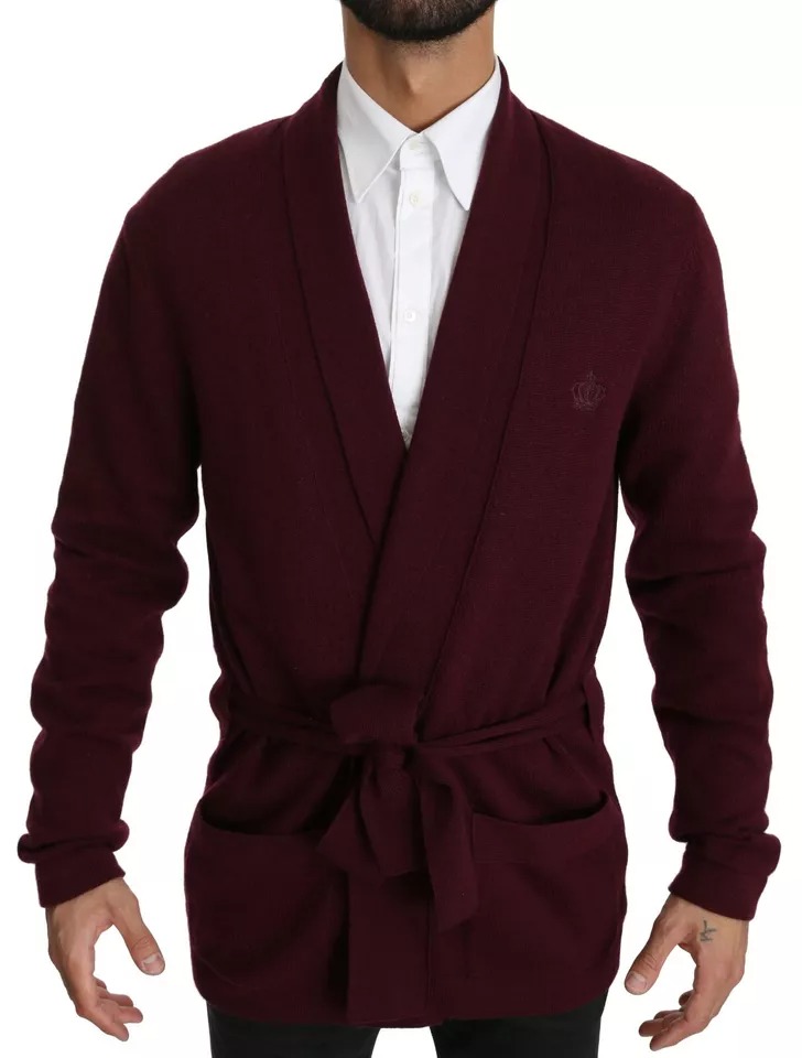 Bordeaux Cashmere Crown Cardigan Sweater hover