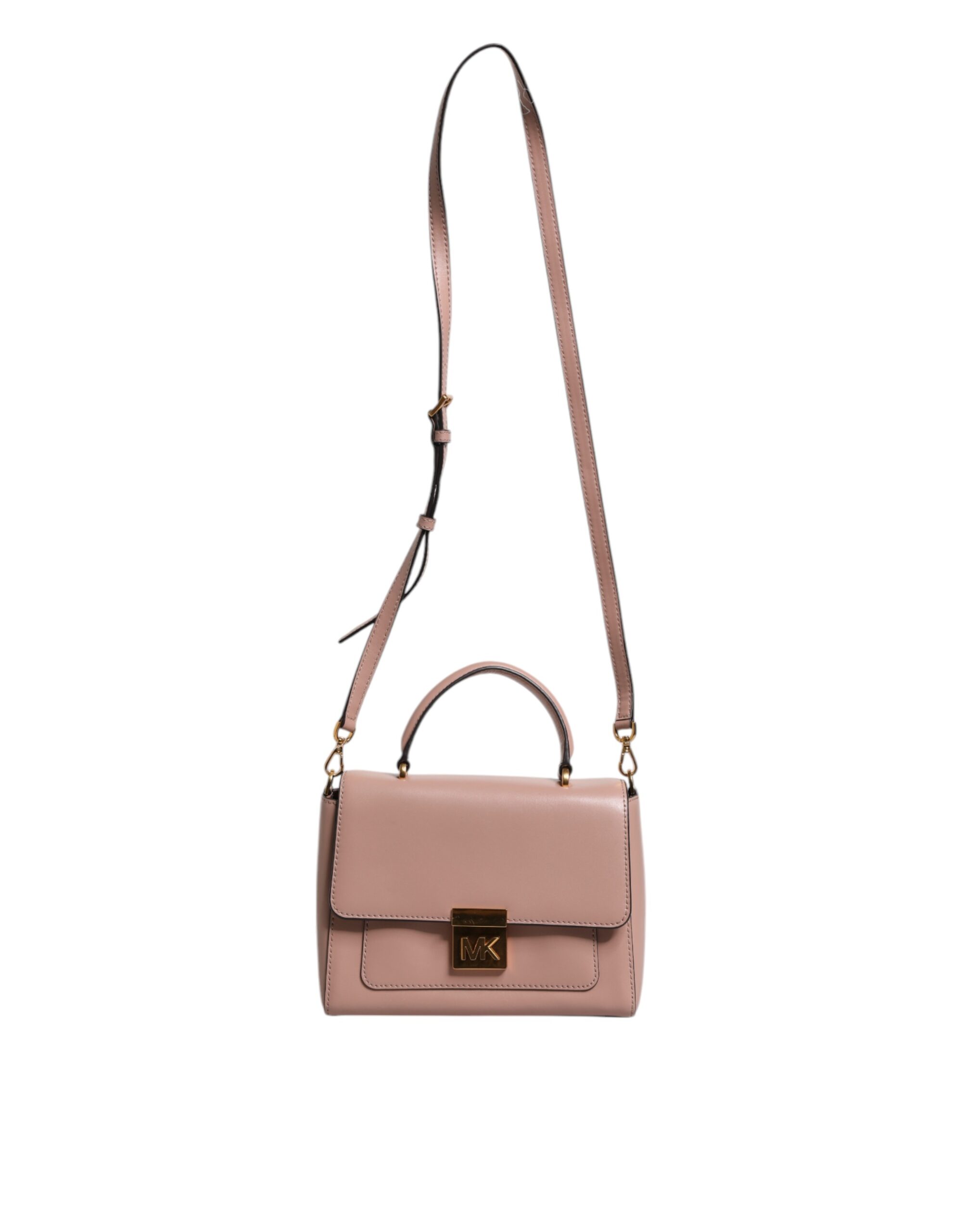Pink Leather Logo Plaque Crossbody MINDY Satchel Bag hover