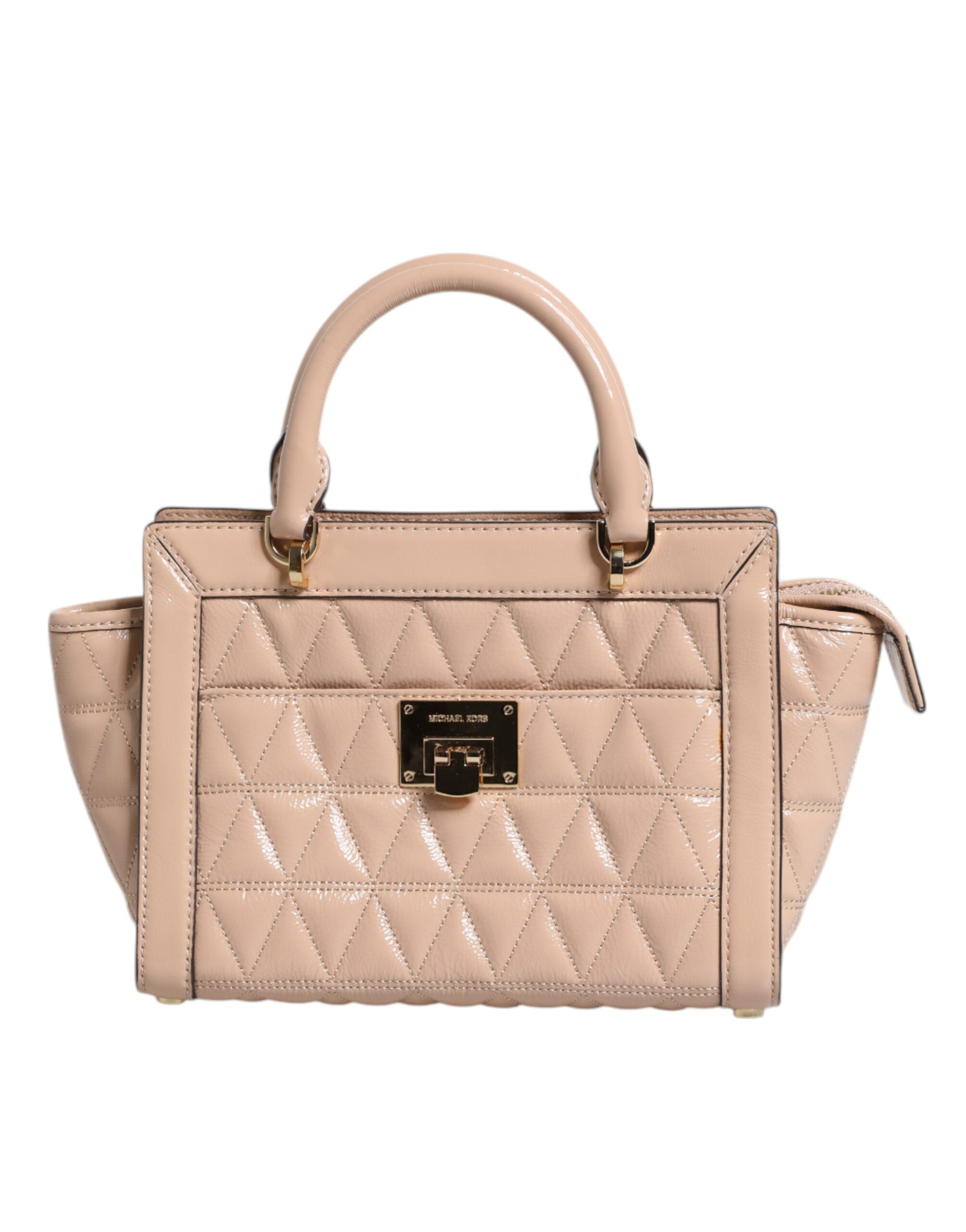 Peach Quilted Leather Logo Crossbody VIVIANNE Messenger Bag hover