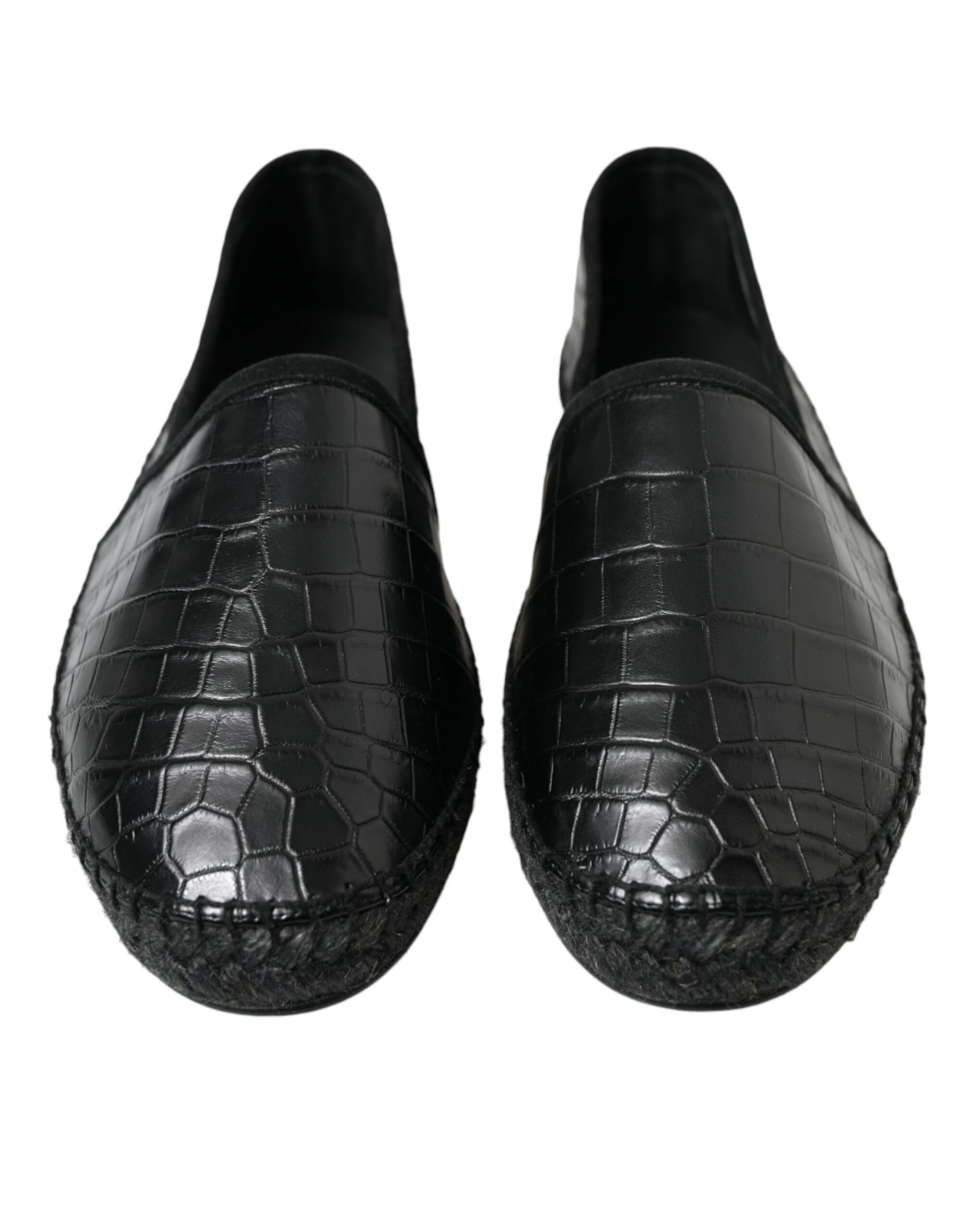 Exotic Black Leather Espadrilles hover