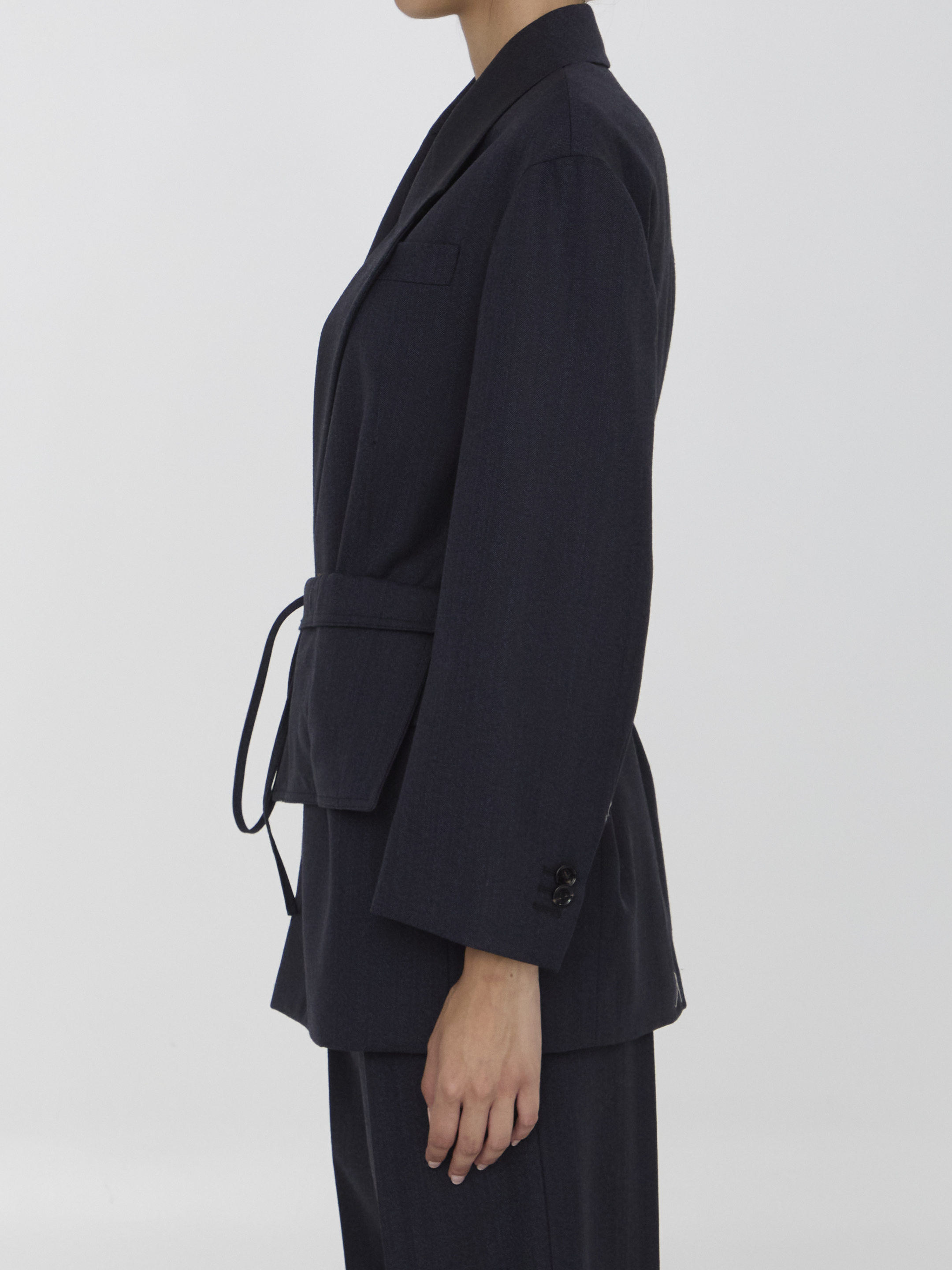 Wool jacket with belt