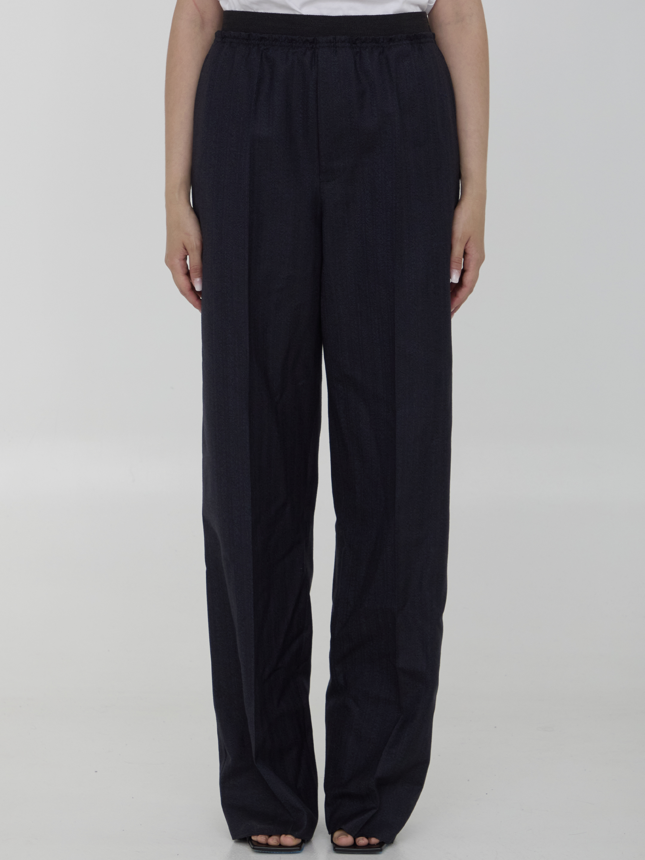 Striped wool trousers