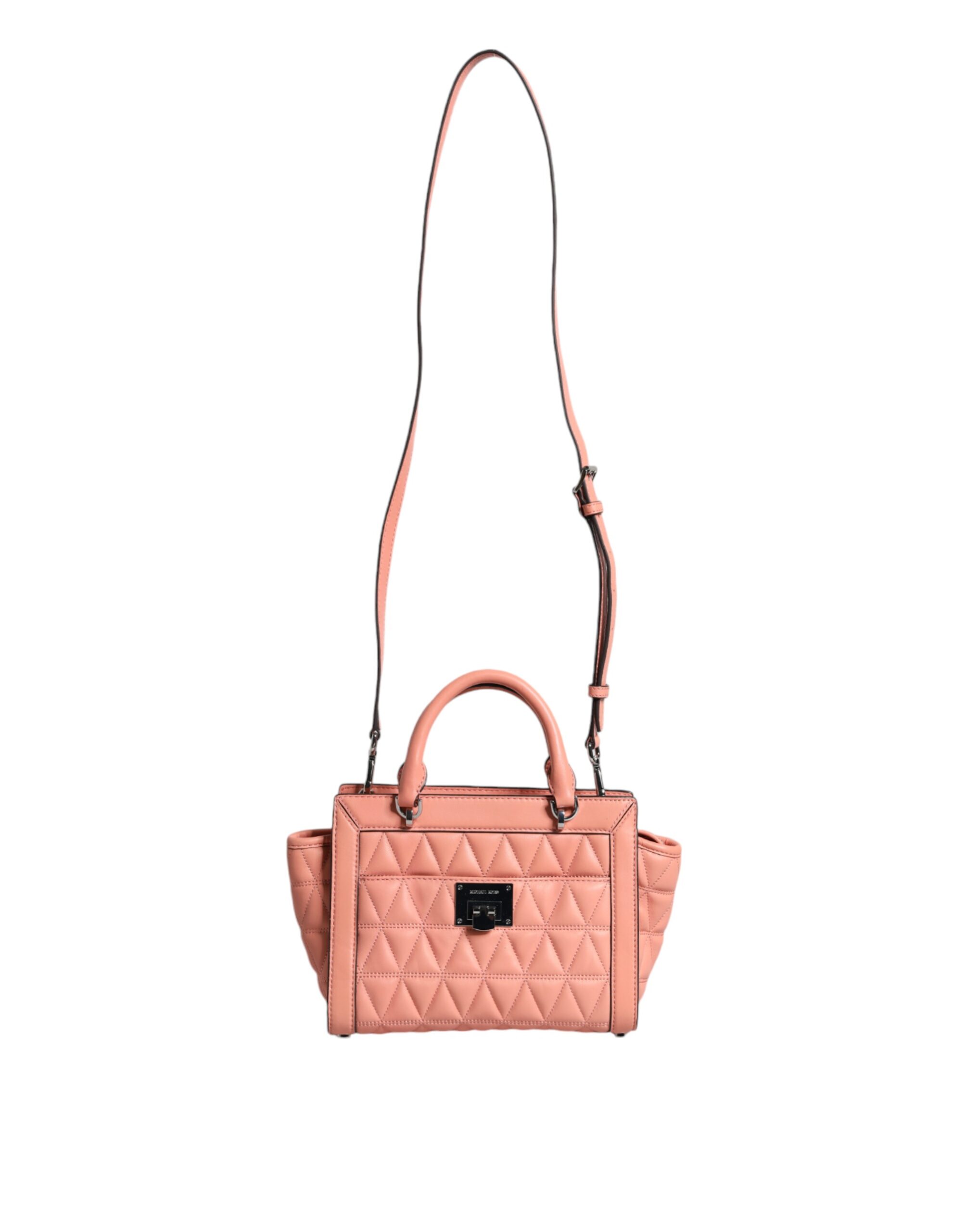 Peach Quilted Leather Logo Crossbody VIVIANNE Messenger Bag hover