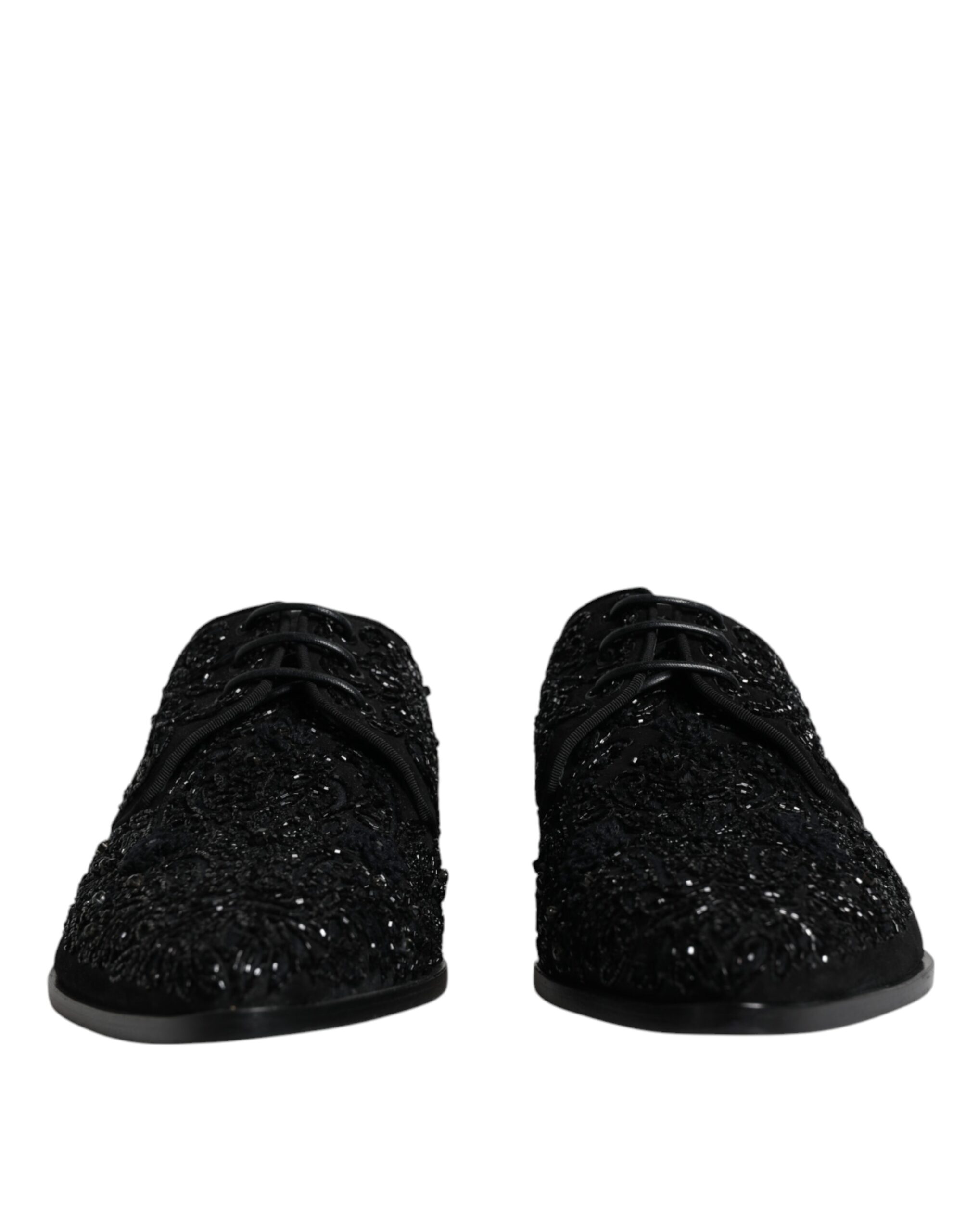 Black Embellished Suede Derby Formal Shoes hover
