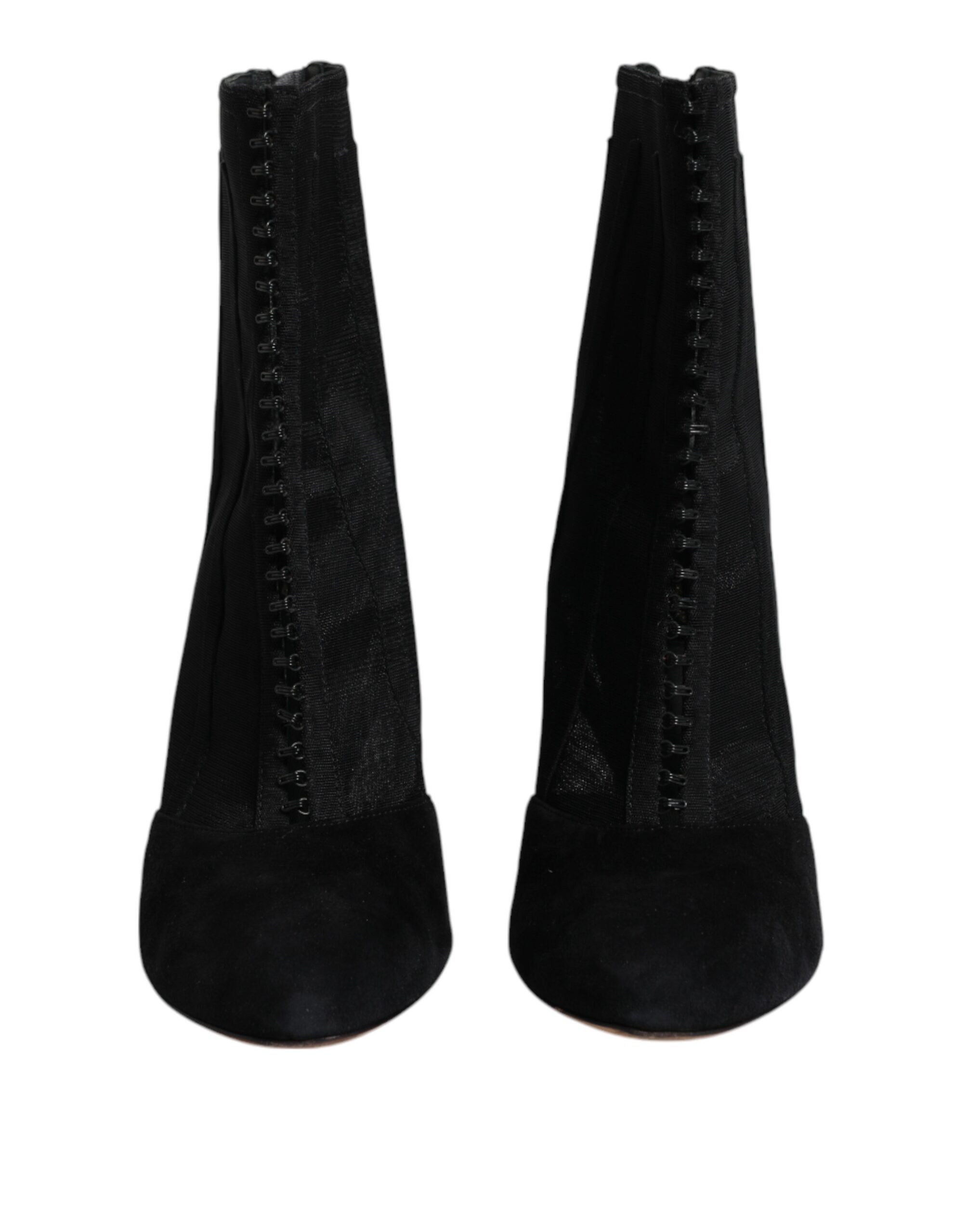 Black Mesh Stiletto Heels Ankle Boots Shoes hover