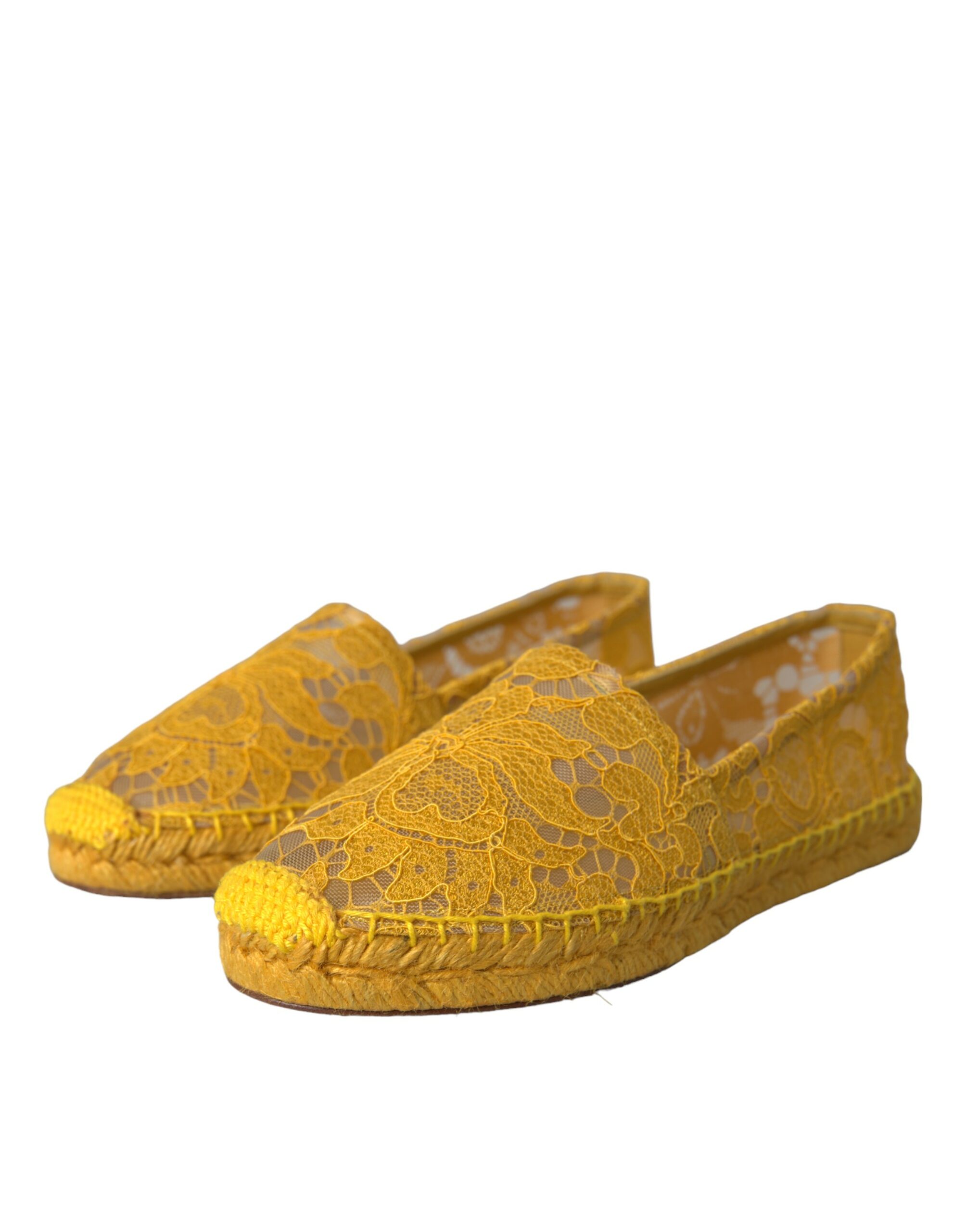 Yellow Taormina Lace Espadrille Loafers Flats Shoes hover