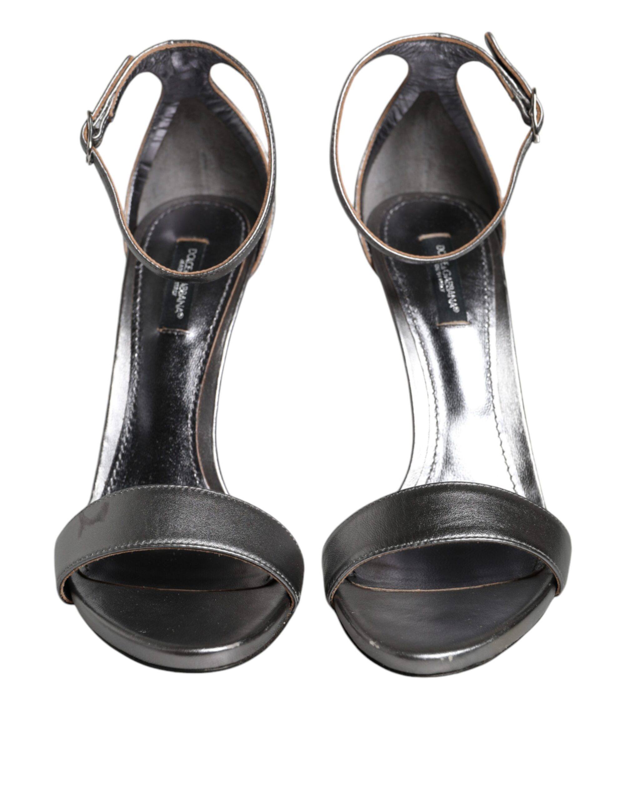 Silver KEIRA Heels Ankle Strap Sandals Shoes hover