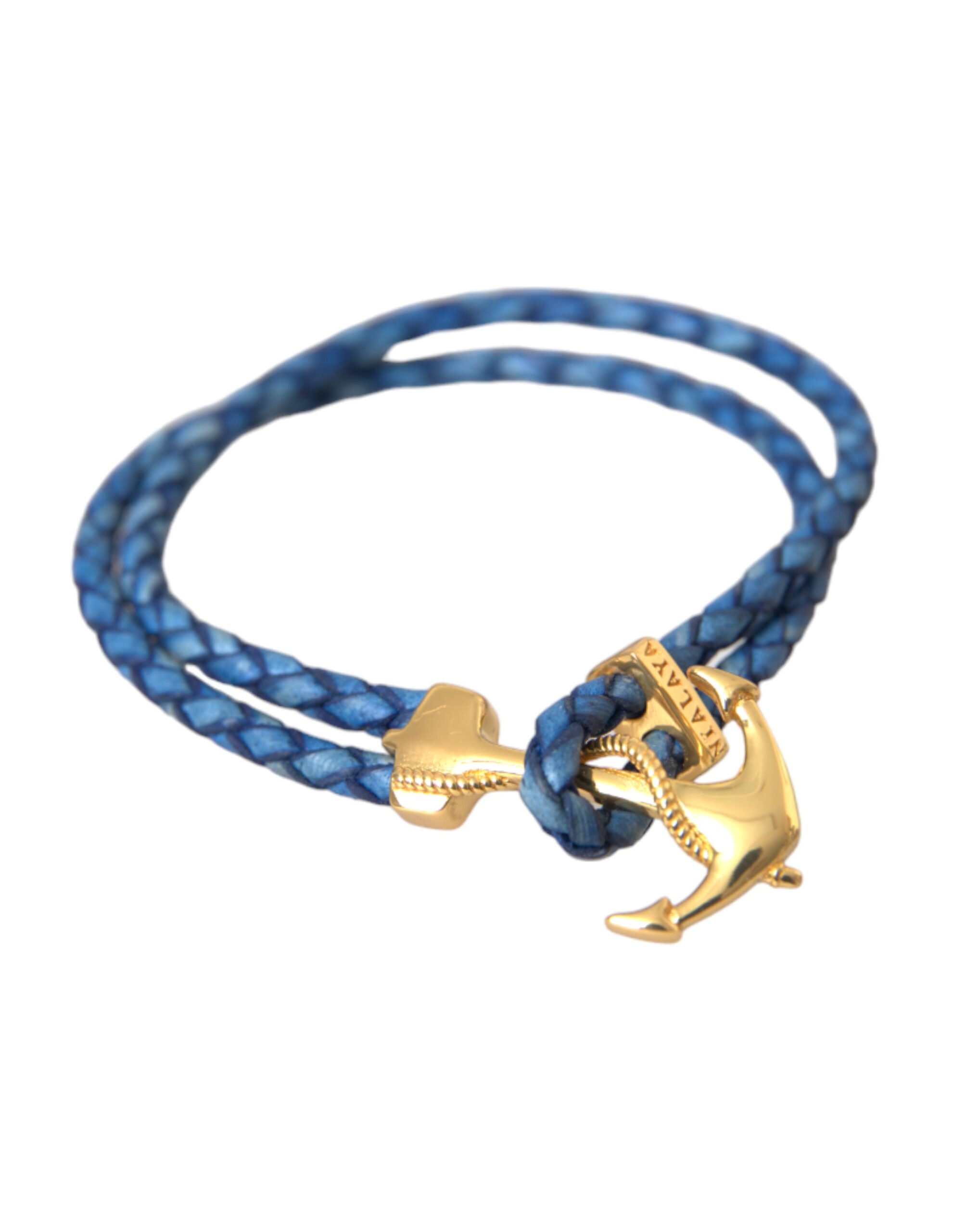 Blue Gold Anchor 925 Silver Charm Bracelet Mens hover