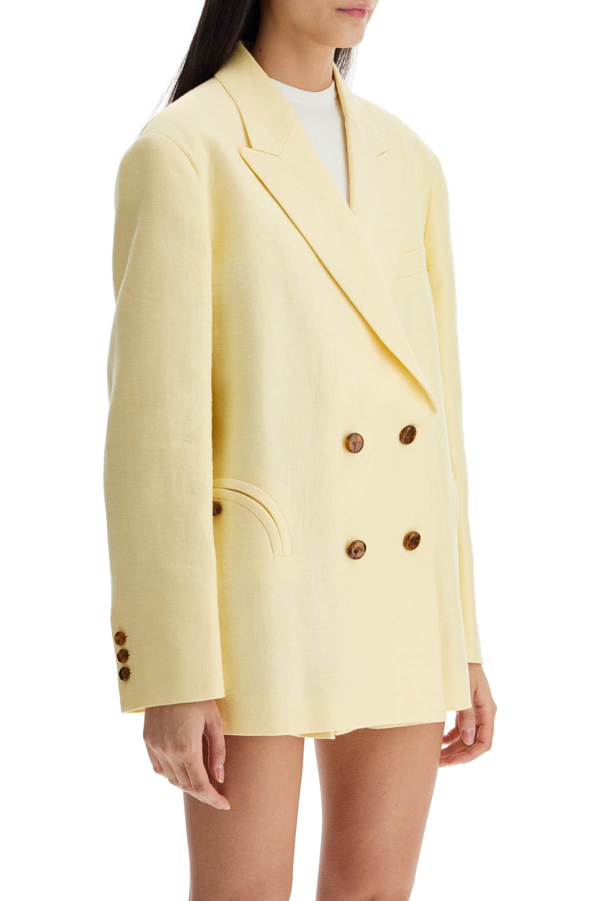 light yellow linen oversized blazer hover