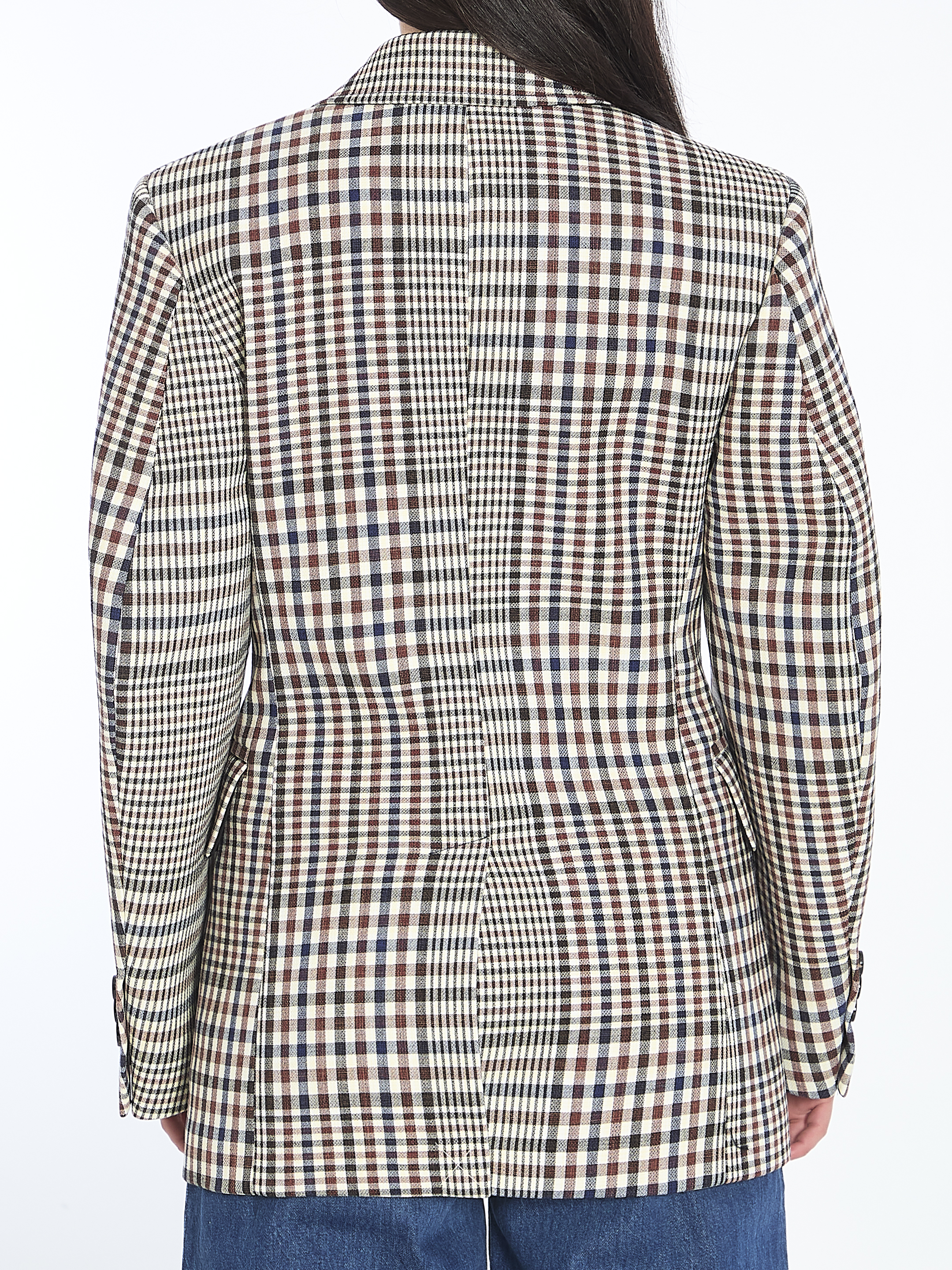 Double-breasted check blazer
