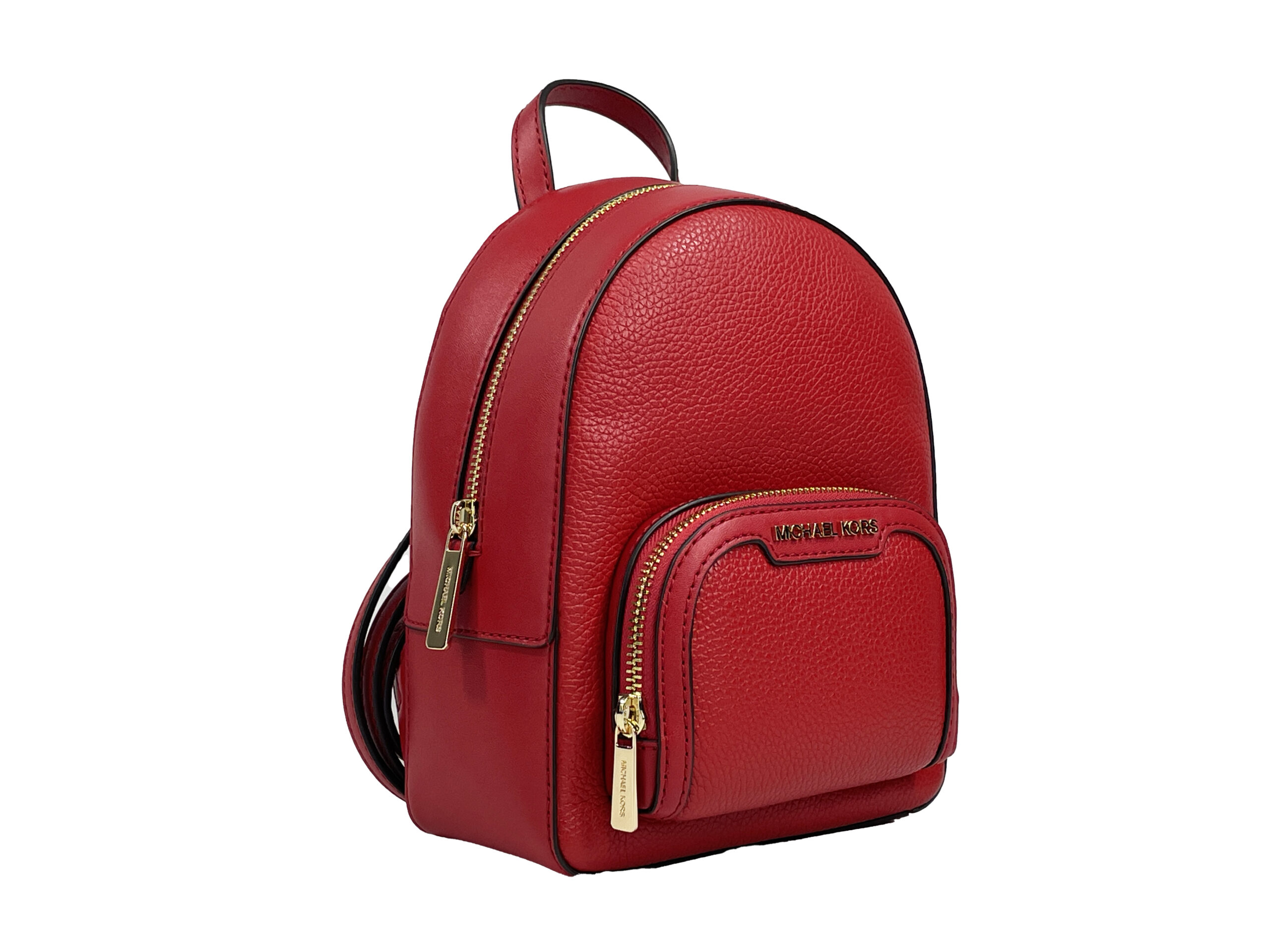 Jaycee Mini XS Leather Zip Pocket Backpack Red hover