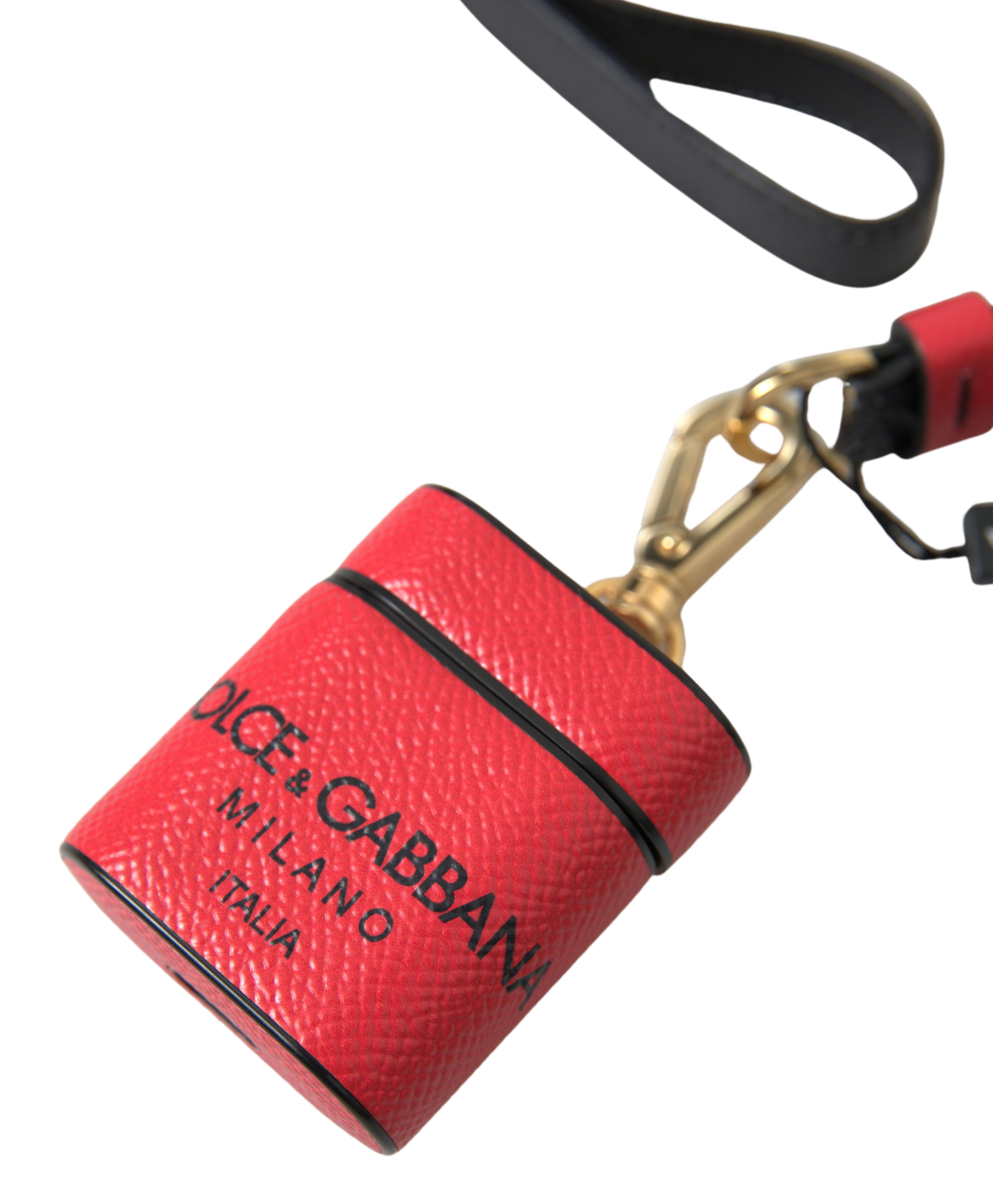 Elegant Leather Airpods Case in Black and Red