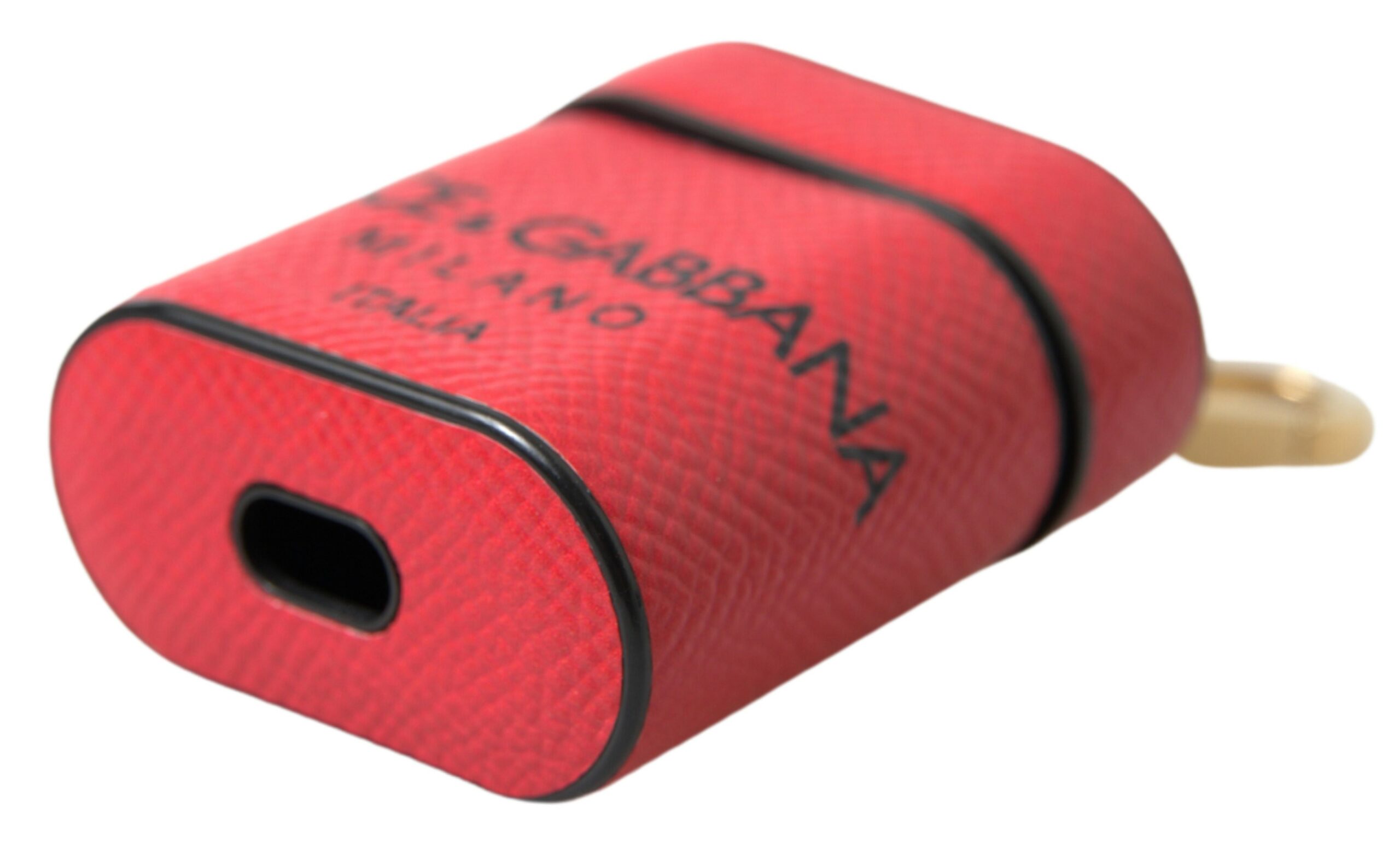 Elegant Leather Airpods Case in Black and Red