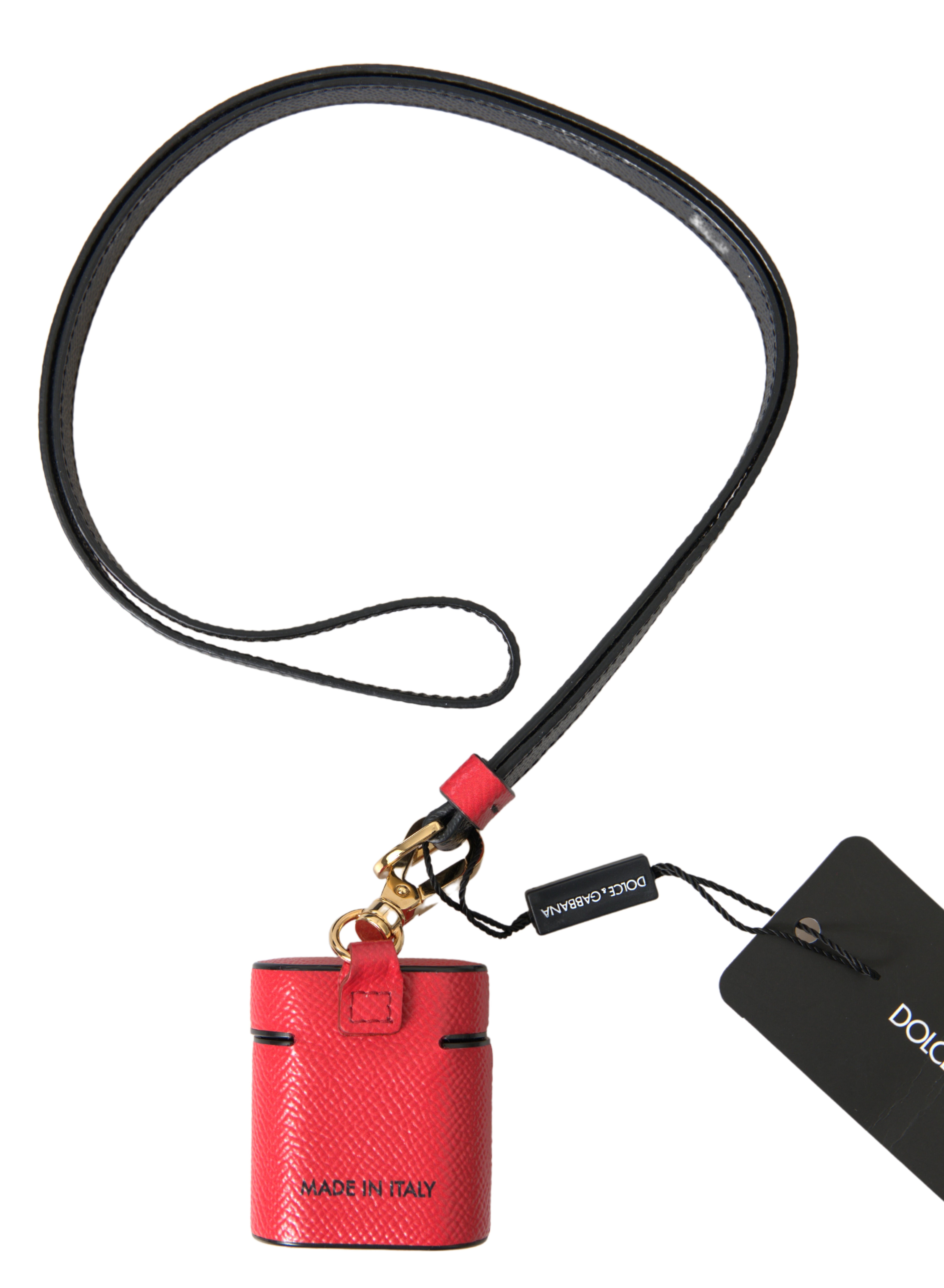 Elegant Leather Airpods Case in Black and Red