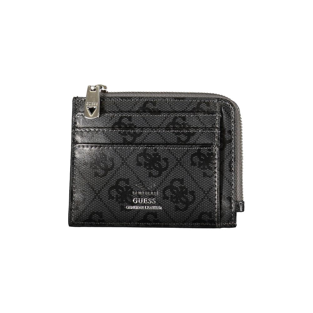 Sleek Black Leather Wallet with Contrasting Accents hover