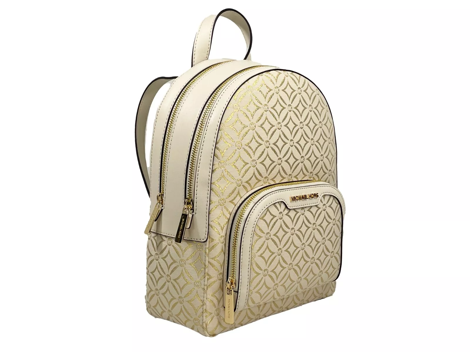 Jaycee Medium Zip Pocket Backpack Bag Cream Gold hover