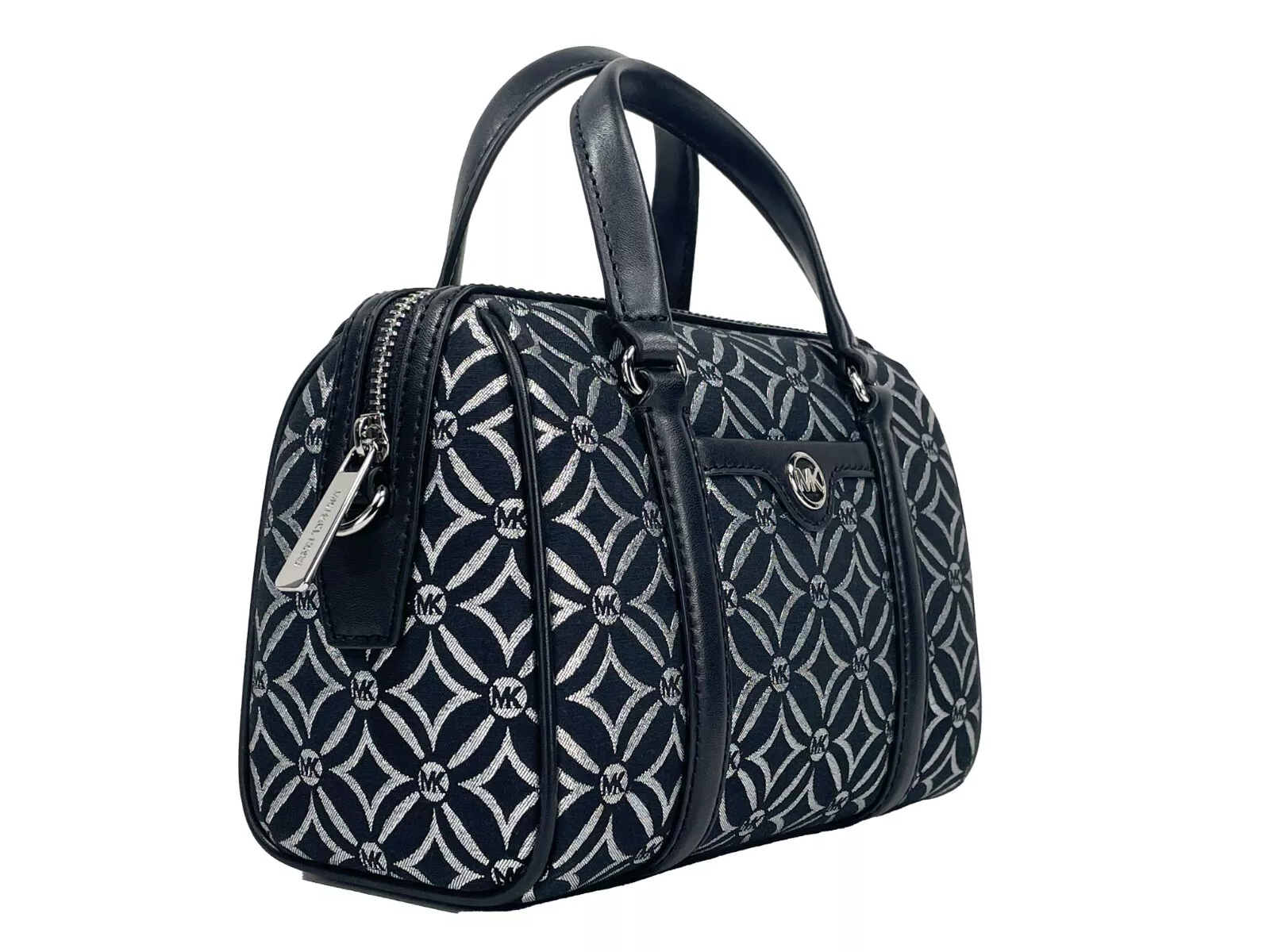 Small Leather Duffle Crossbody Bag Black hover