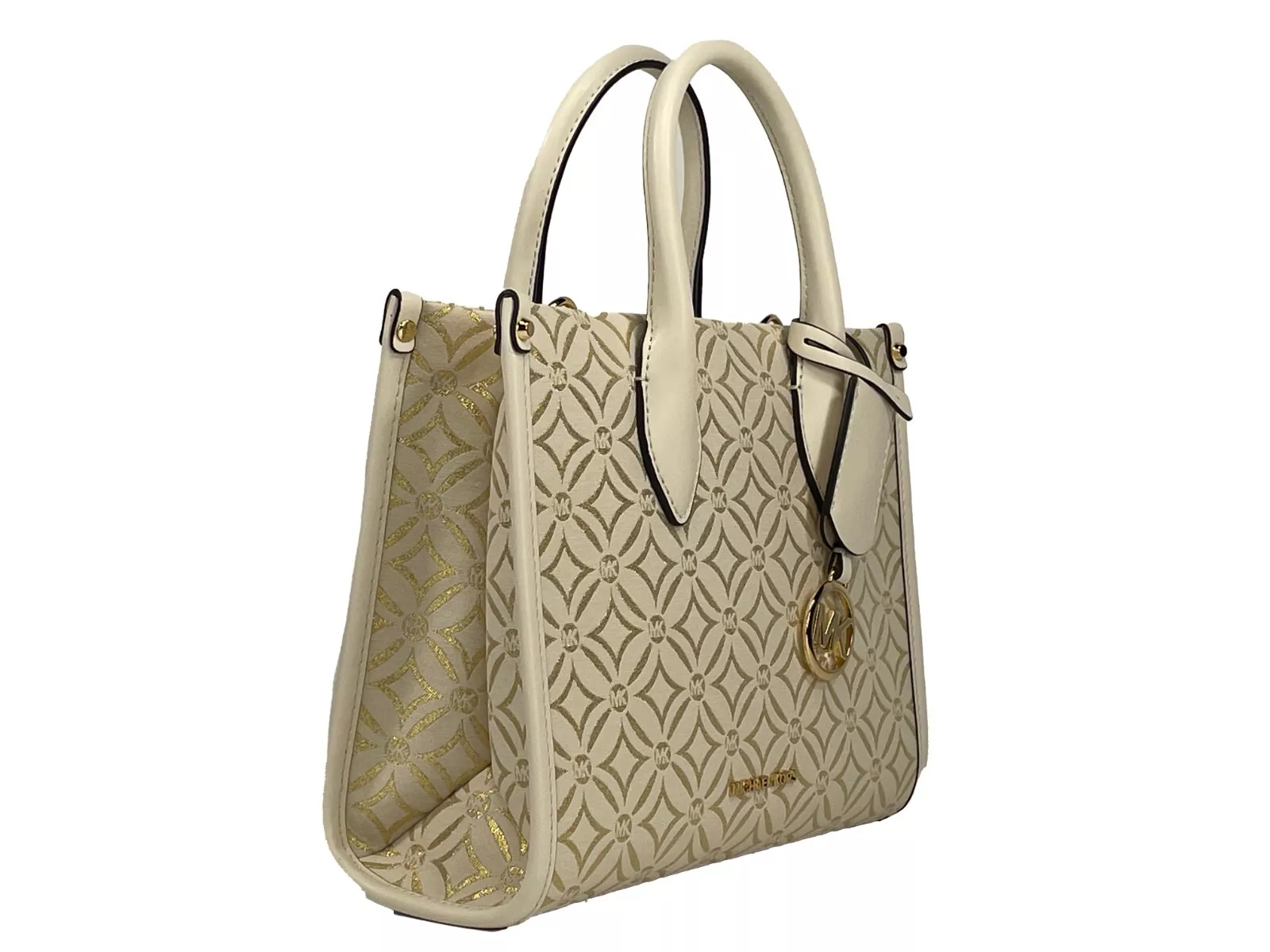 Mirella Small Top Zip Crossbody Tote Bag Creme hover