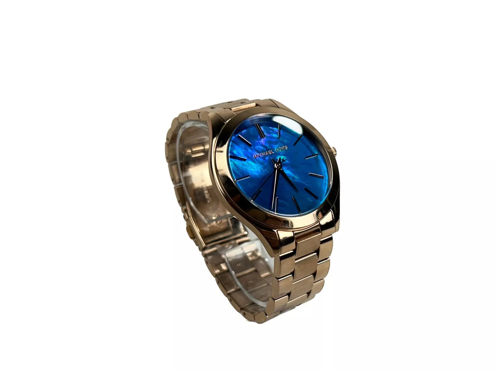 Slim Runway Stainless Steel Watch MK3494 Ocean Blue Gold hover