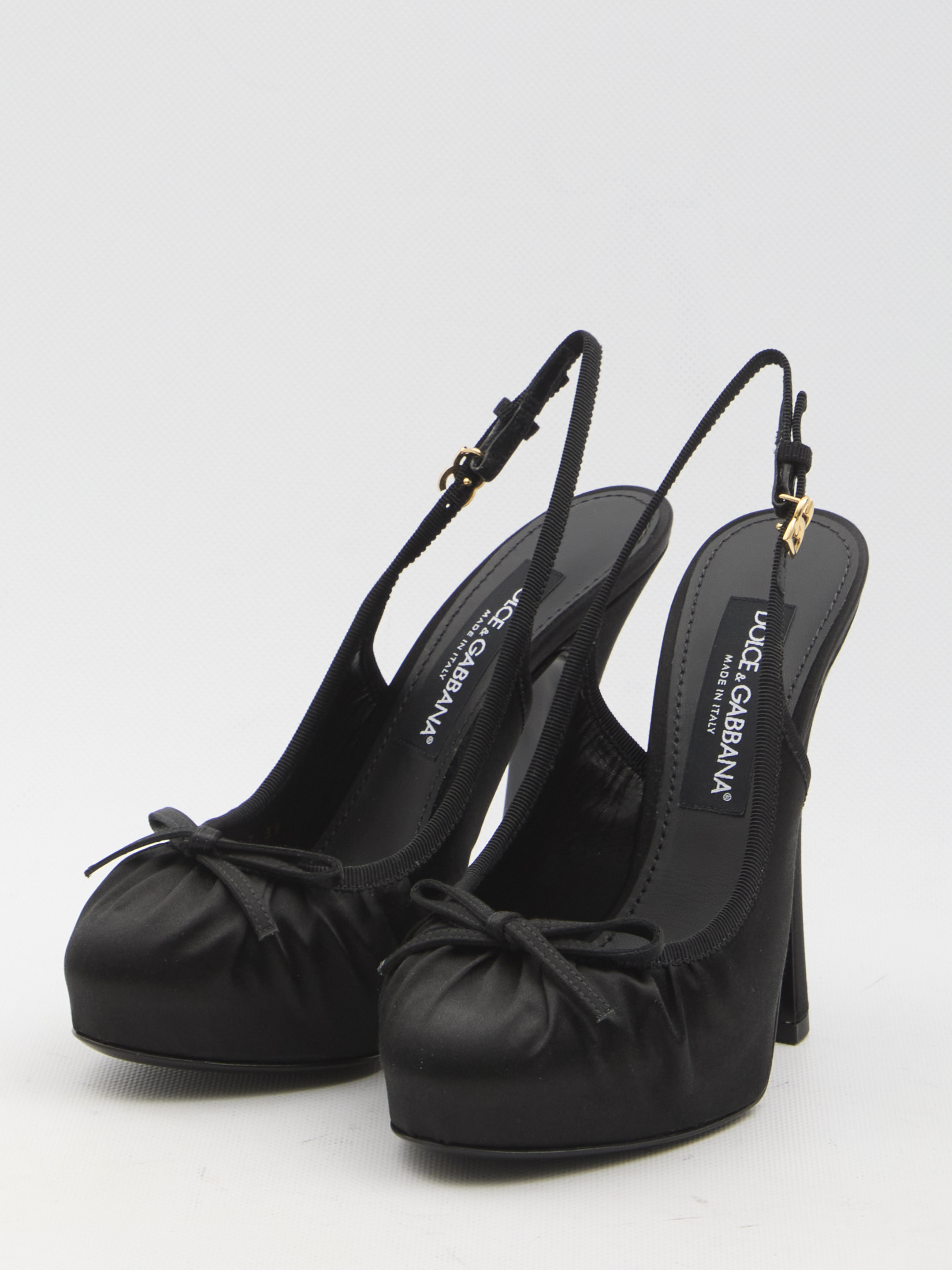 Satin slingback platform shoes hover
