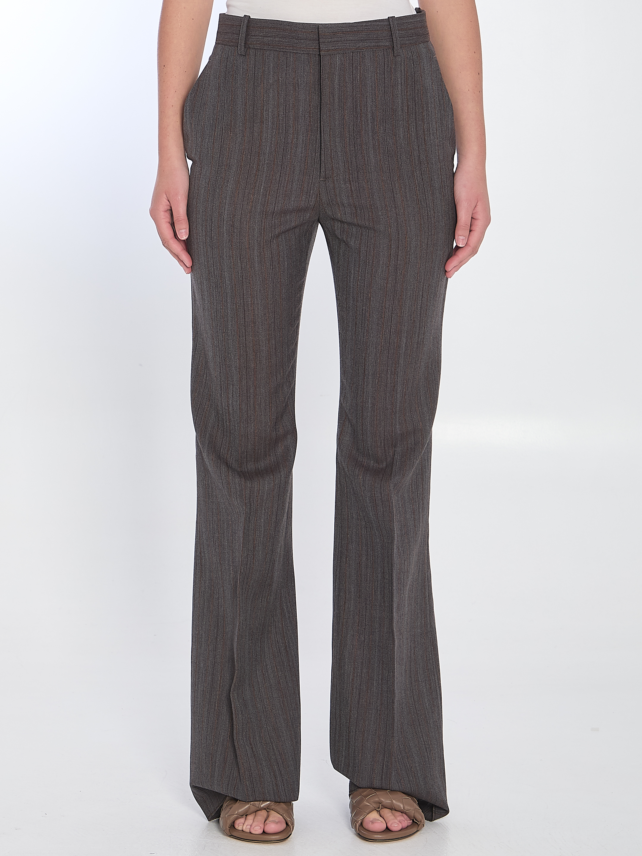 Wool trousers with thin stripes
