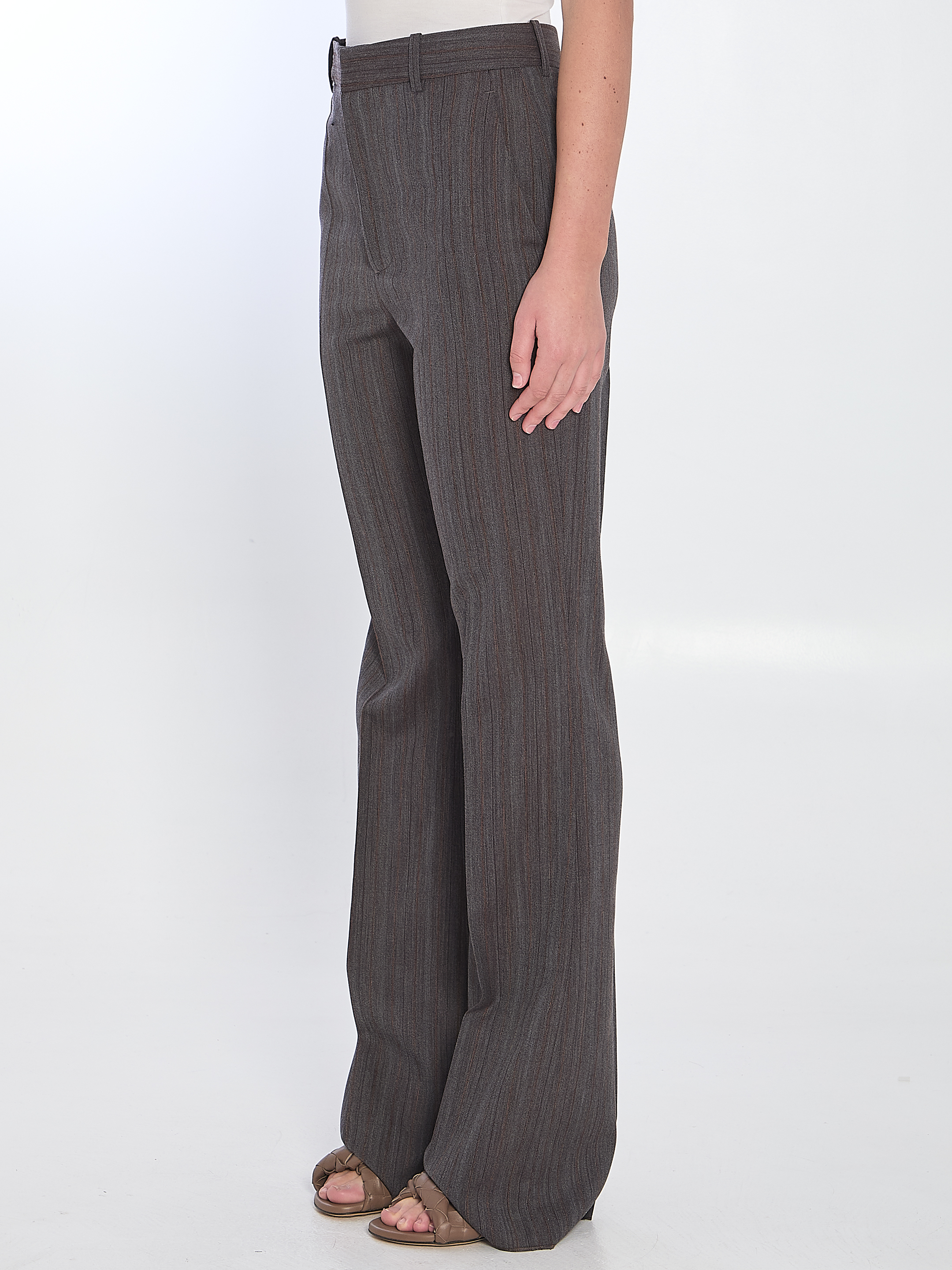 Wool trousers with thin stripes