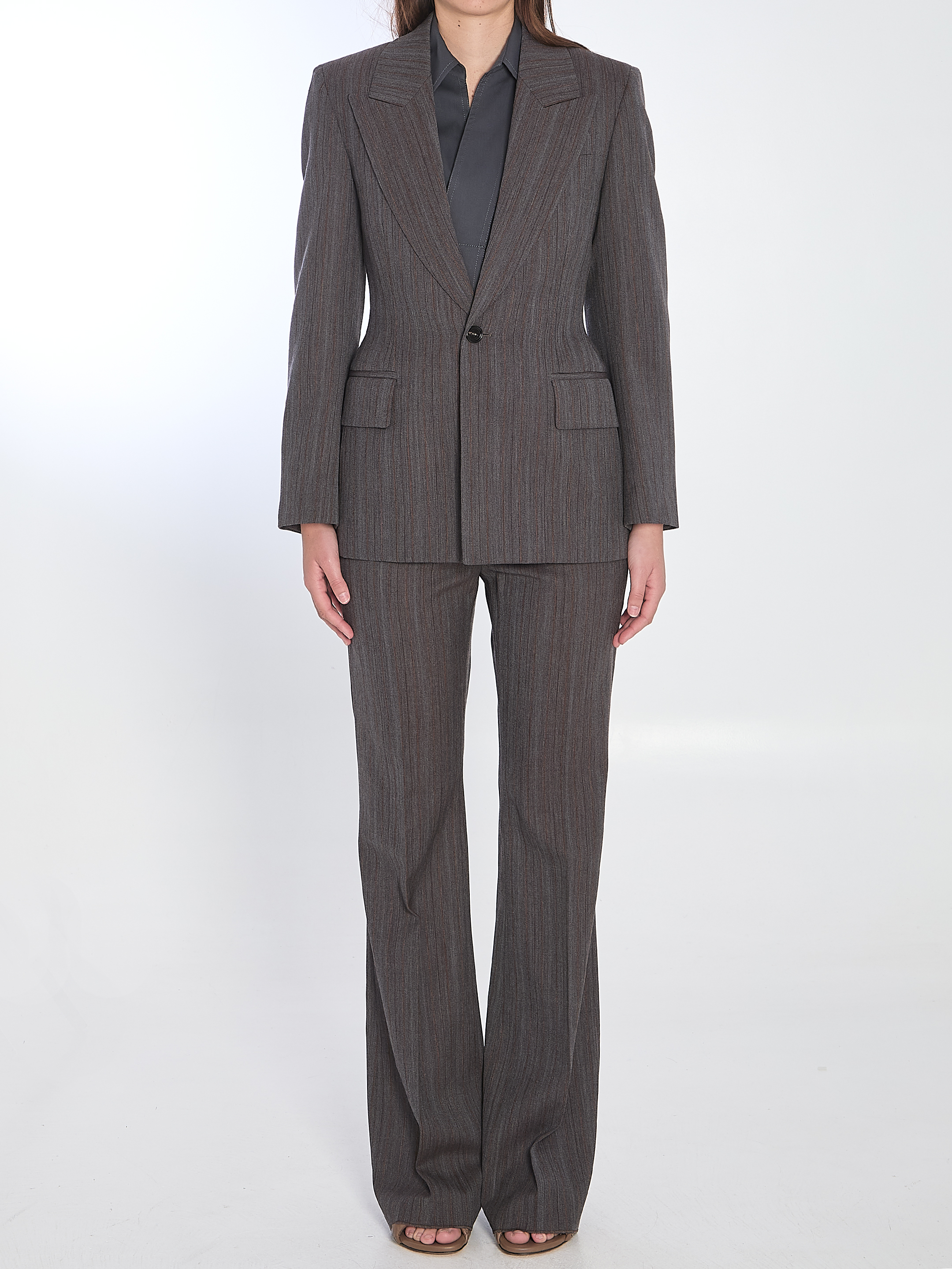Wool trousers with thin stripes